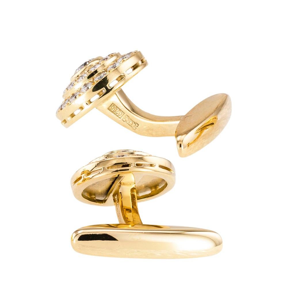 Chopard Diamond Yellow Gold Cufflinks In Good Condition In Los Angeles, CA