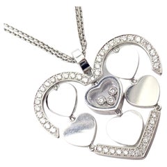 Chopard Double Happy Heart Diamond Large White Gold Pendant Necklace