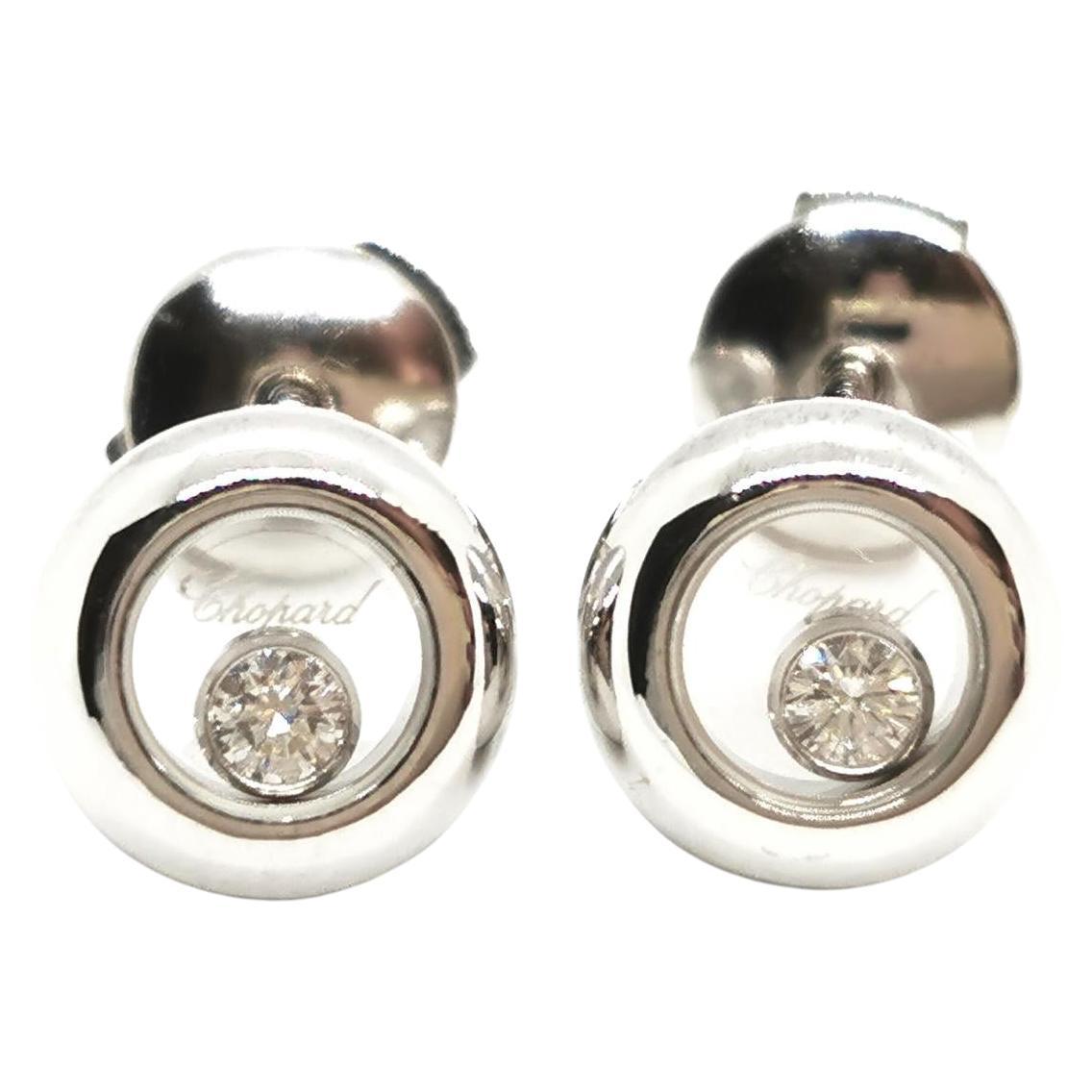 Chopard Drop Earrings Happy Diamonds White Gold Diamond For Sale at 1stDibs