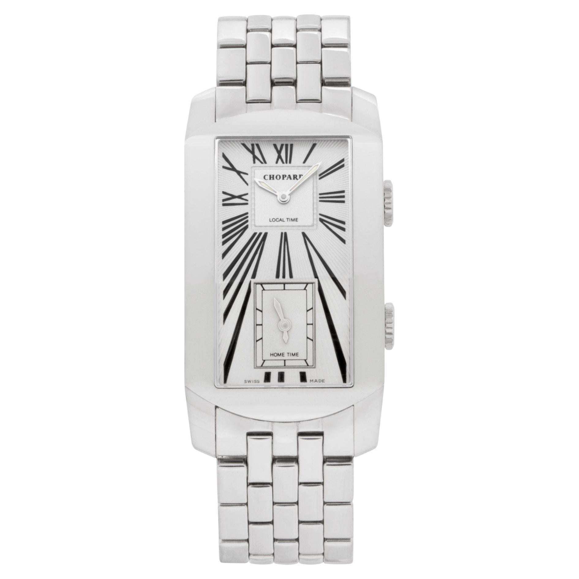 Reloj Chopard Dual Time de oro blanco de 18 quilates con dos husos horarios