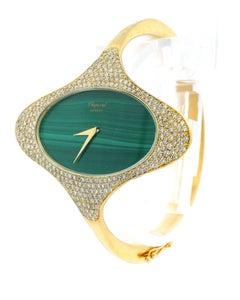 Chopard E-W Oval Pave Case Bangle Malachite Dial Ladies watch
