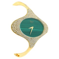 Chopard E-W Oval Pave Case Bangle Malachite Dial Ladies watch