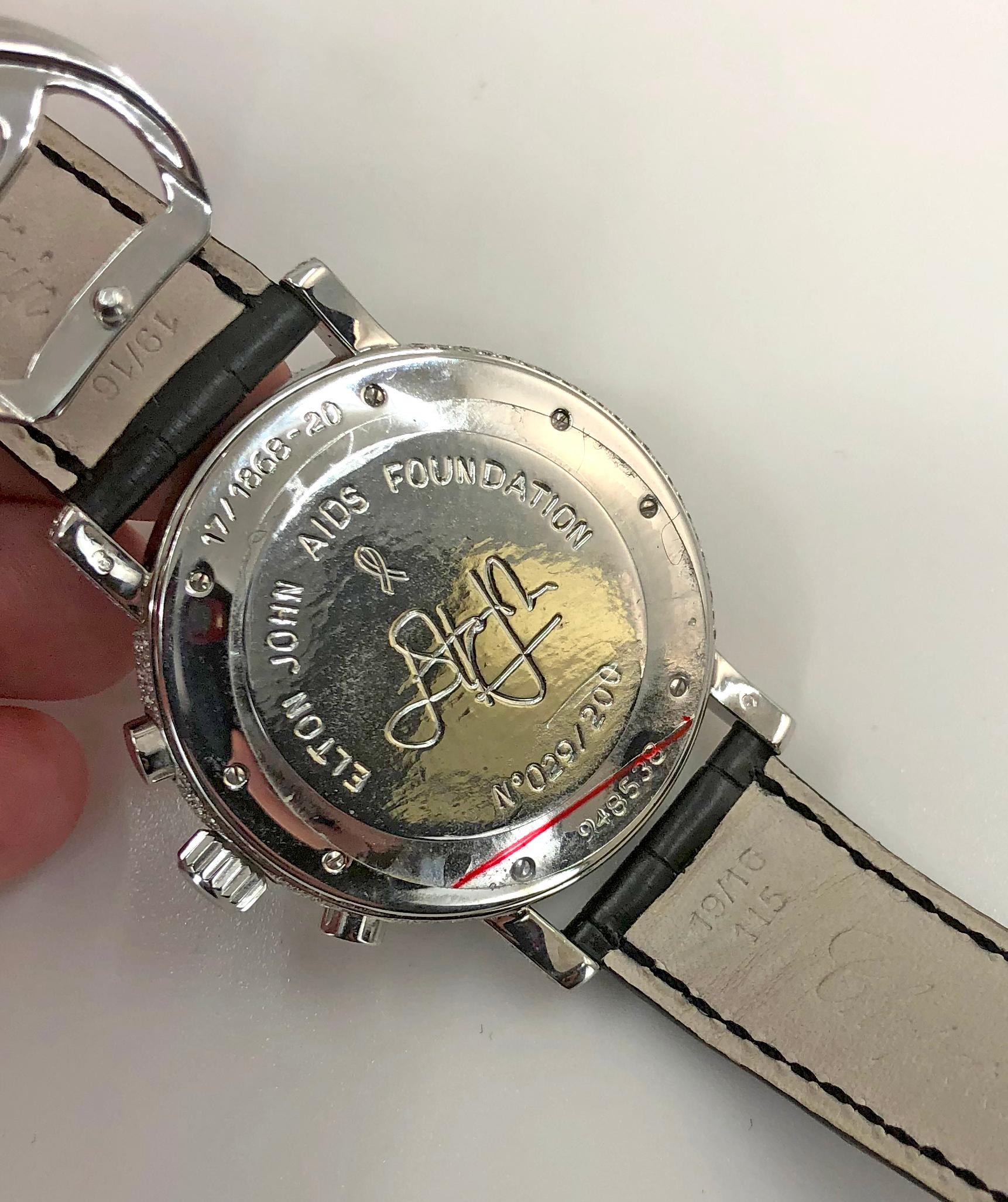 Chopard Diamond White Gold Elton John Chrono Quartz Wristwatch In Good Condition For Sale In New York, NY