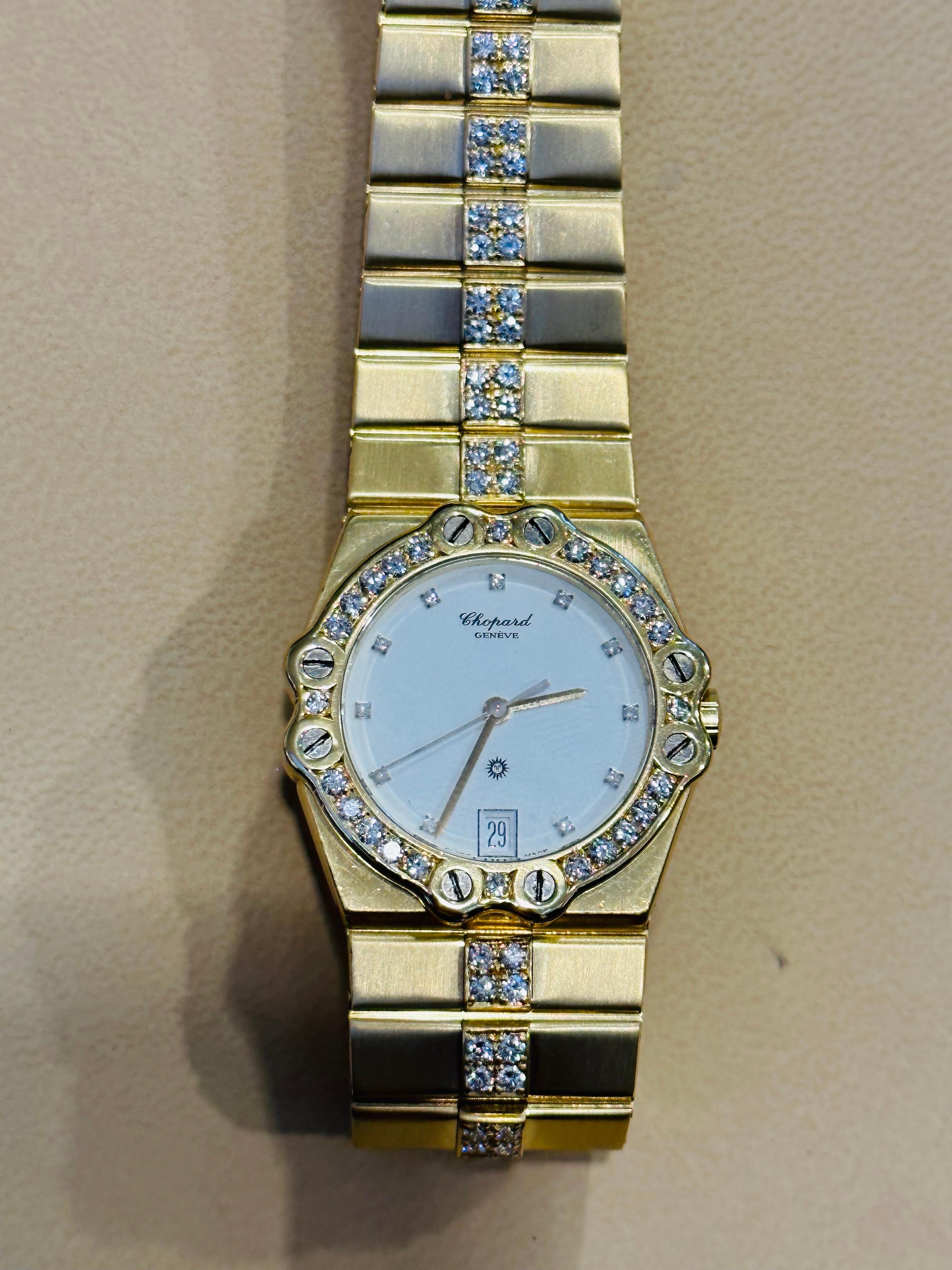 Women's Chopard Factory Diamond 18 Karat Yellow Gold 153 Grams  Diamond Belt Watch