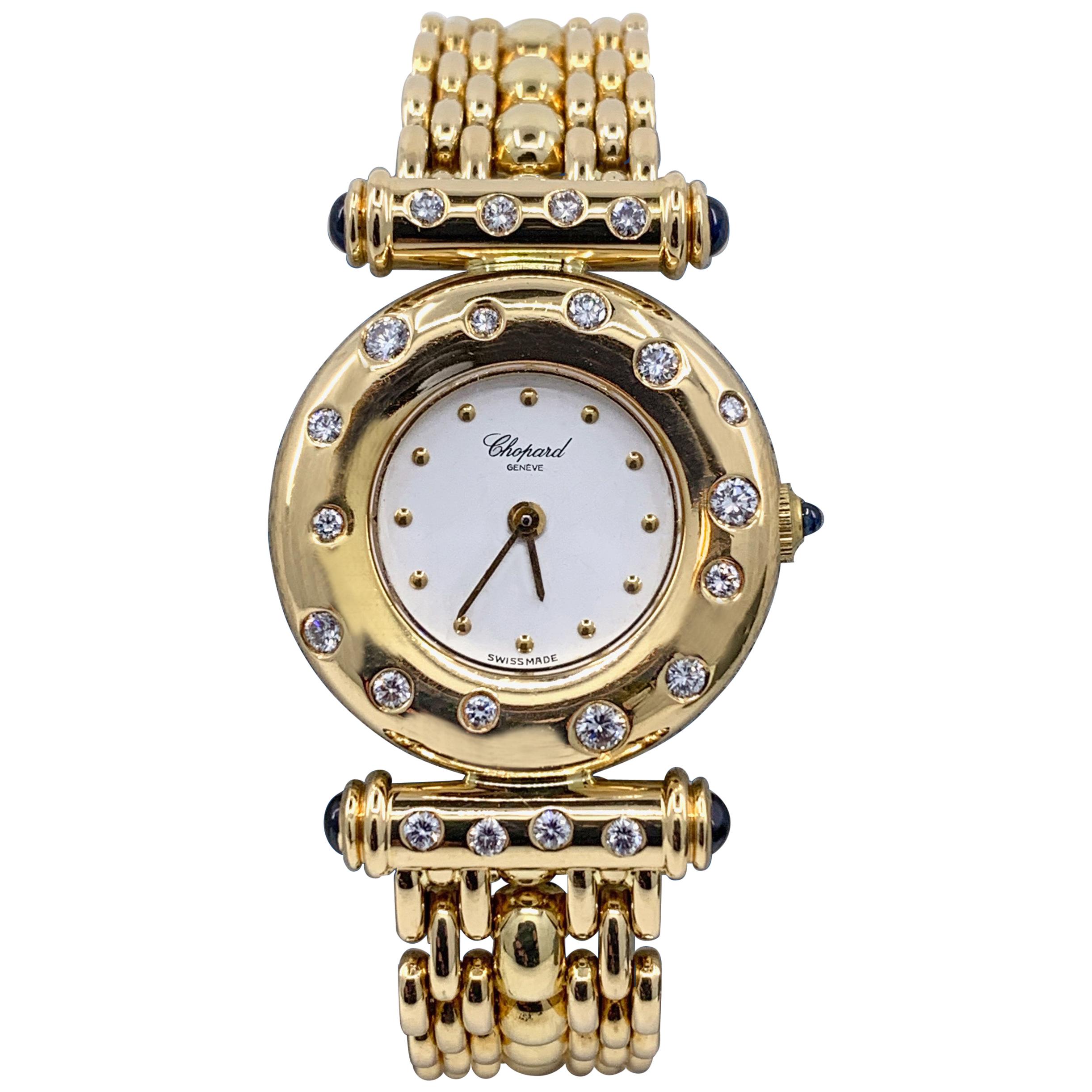 Chopard Femme Classique Quartz Diamond Watch in 18 Karat Yellow Gold, Circa 1990 For Sale