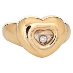 Chopard Floating Diamond Heart Ring 18k Yellow Gold Designer Jewelry