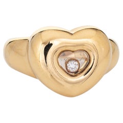 Anello con cuore fluttuante di diamanti Chopard in oro giallo 18k Gioielli di design
