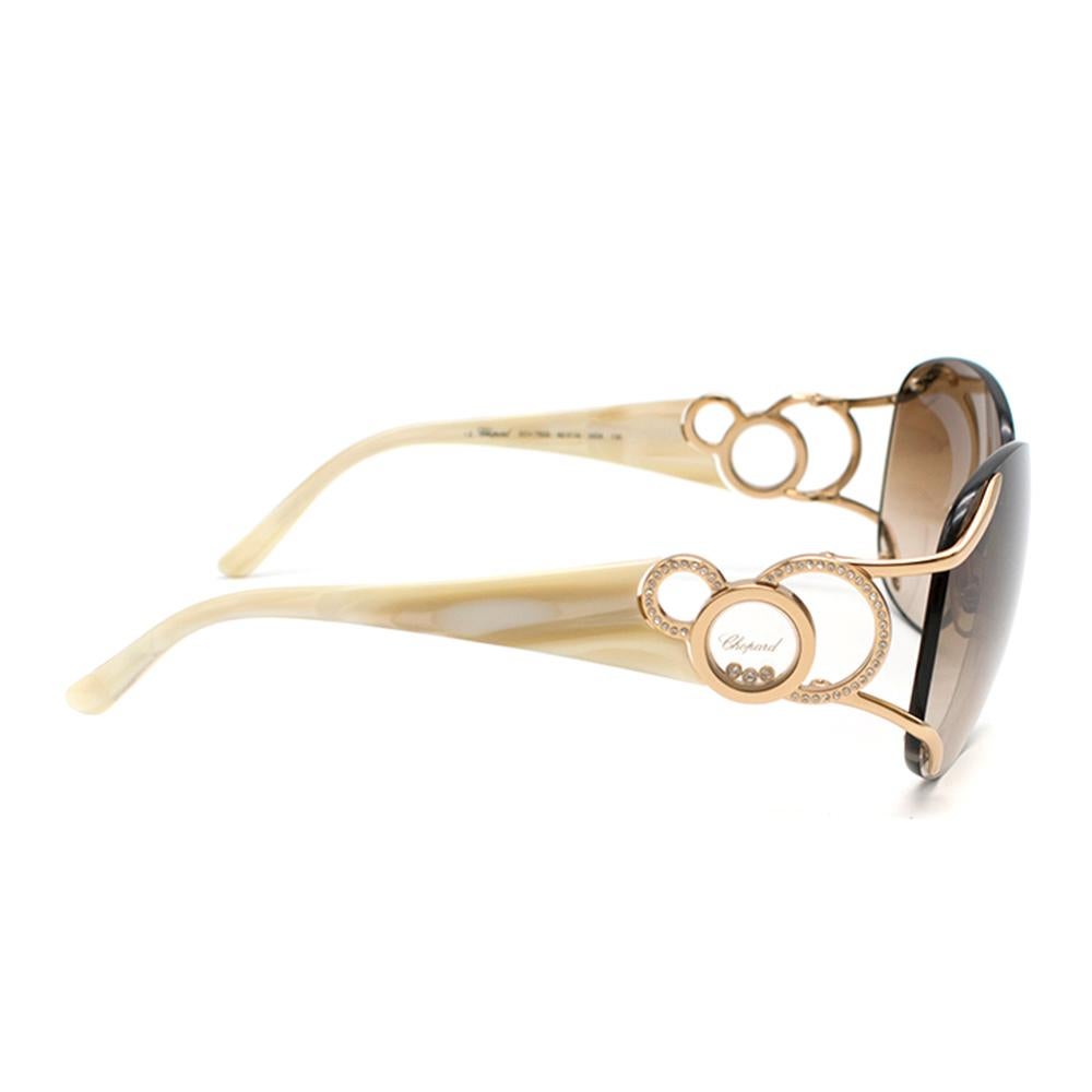 Chopard Schwebende Diamanten Elfenbein & Gold Sonnenbrille im Zustand „Gut“ in London, GB