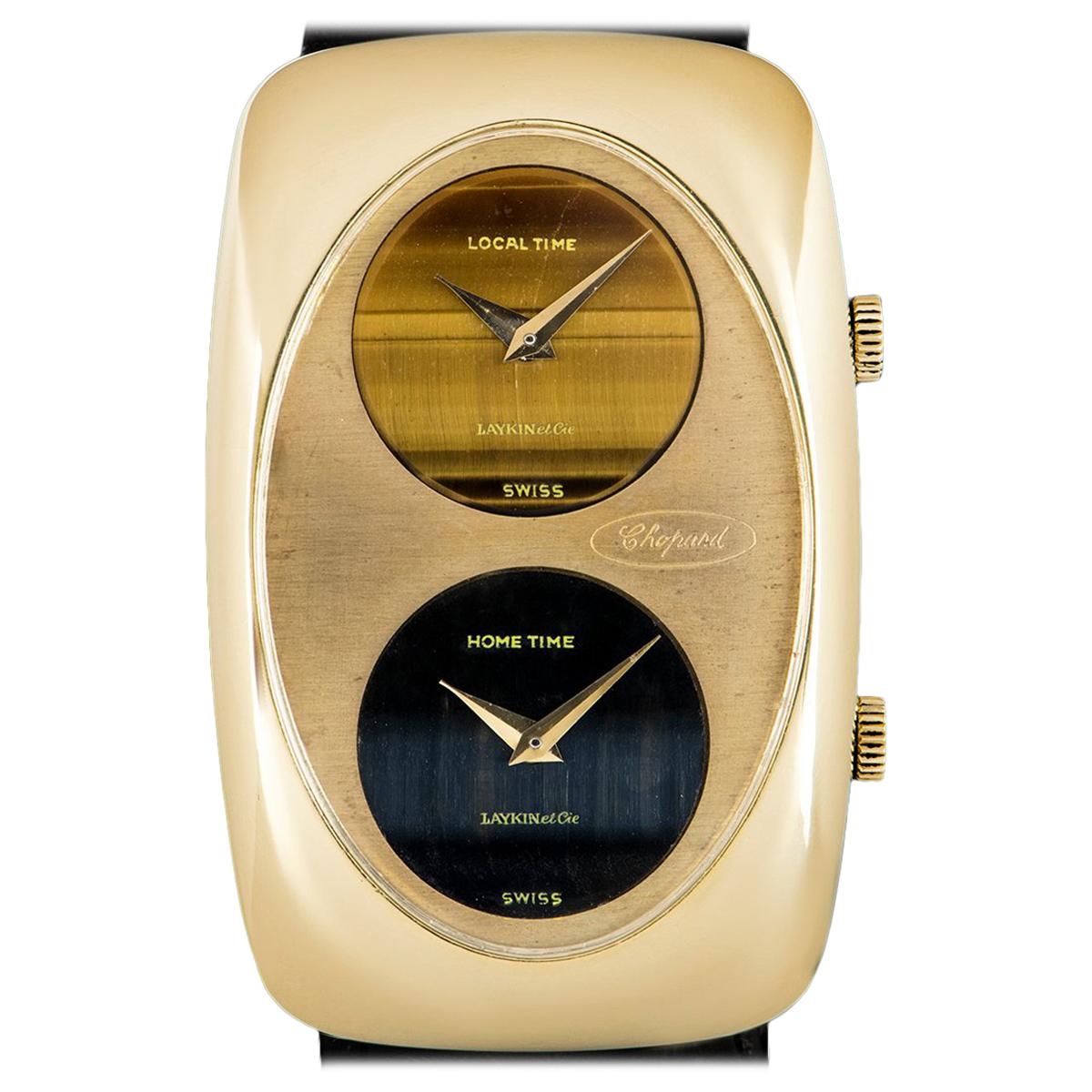 Chopard for Laykin Et Cie Yellow Gold Dual Time Manual Wind Wristwatch