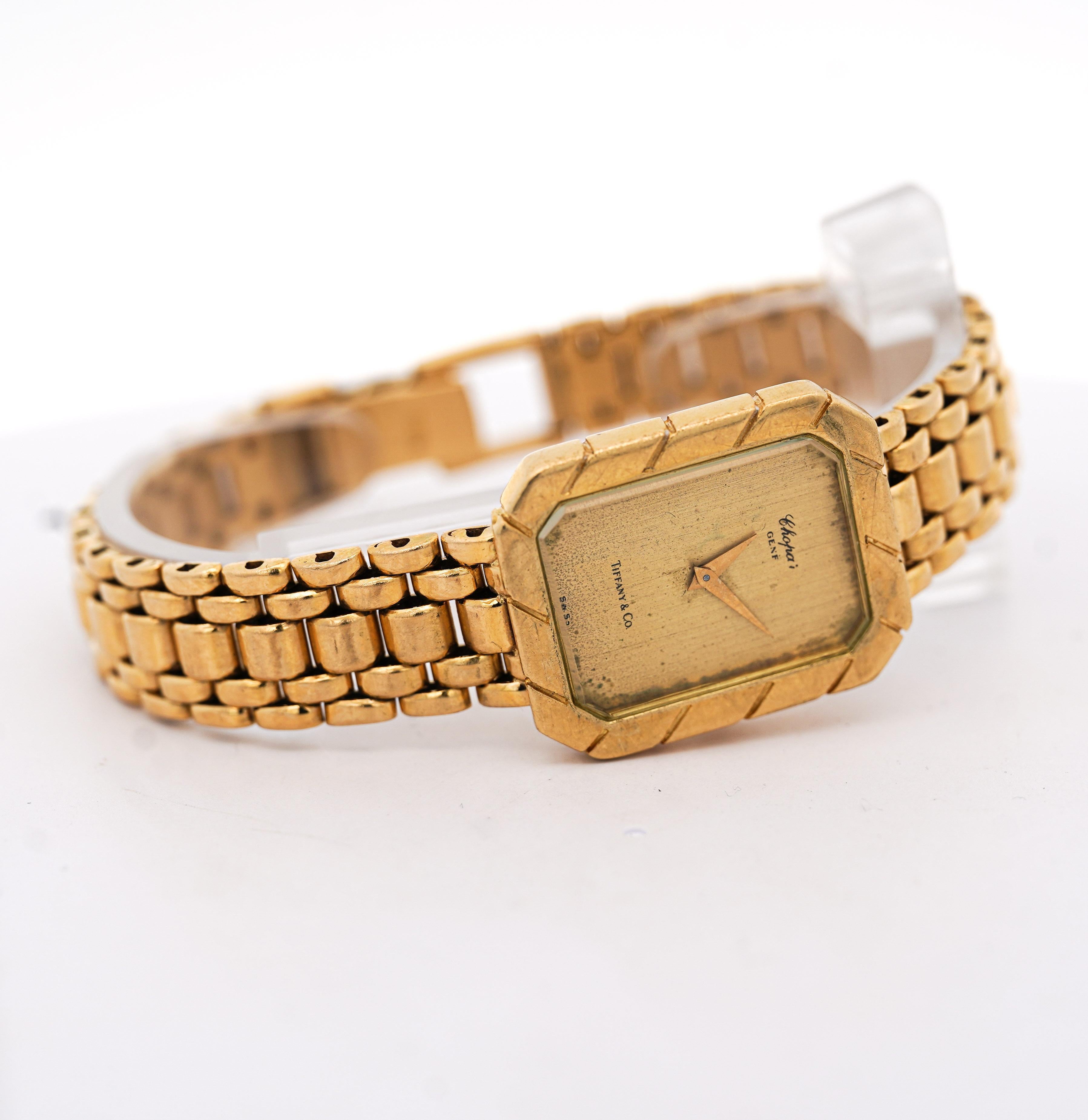 Art Deco Chopard for Tiffany & Co. 18K Yellow Gold Vintage Unisex Watch For Sale