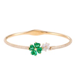 Chopard For You Diamond and Emerald Yellow Gold Two Flowers Bracelet