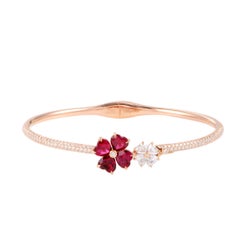 Chopard for You Diamond and Ruby Rose Gold Two Flowers Bracelet