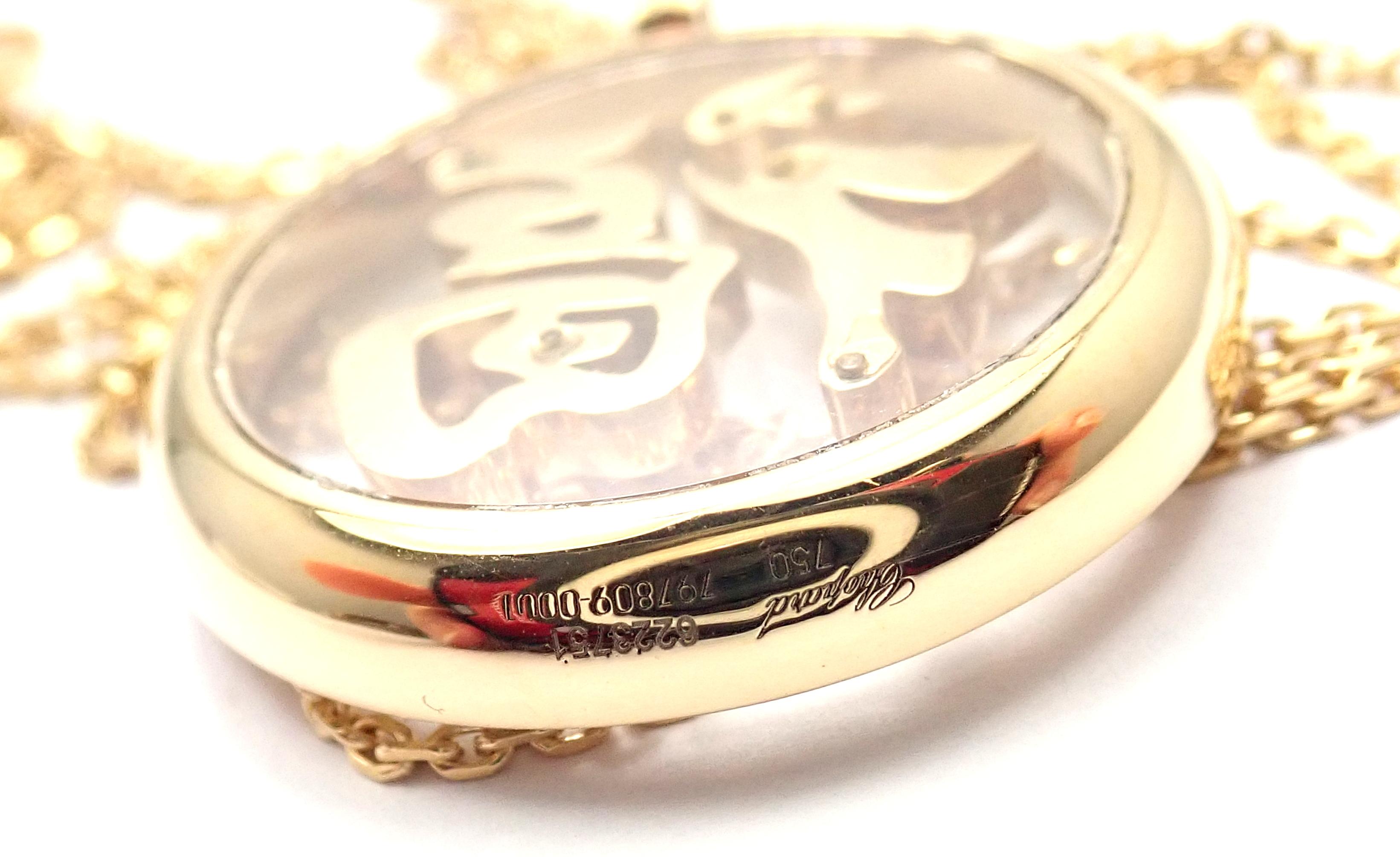 Brilliant Cut Chopard Fortune Diamond Yellow Gold Pendant Necklace