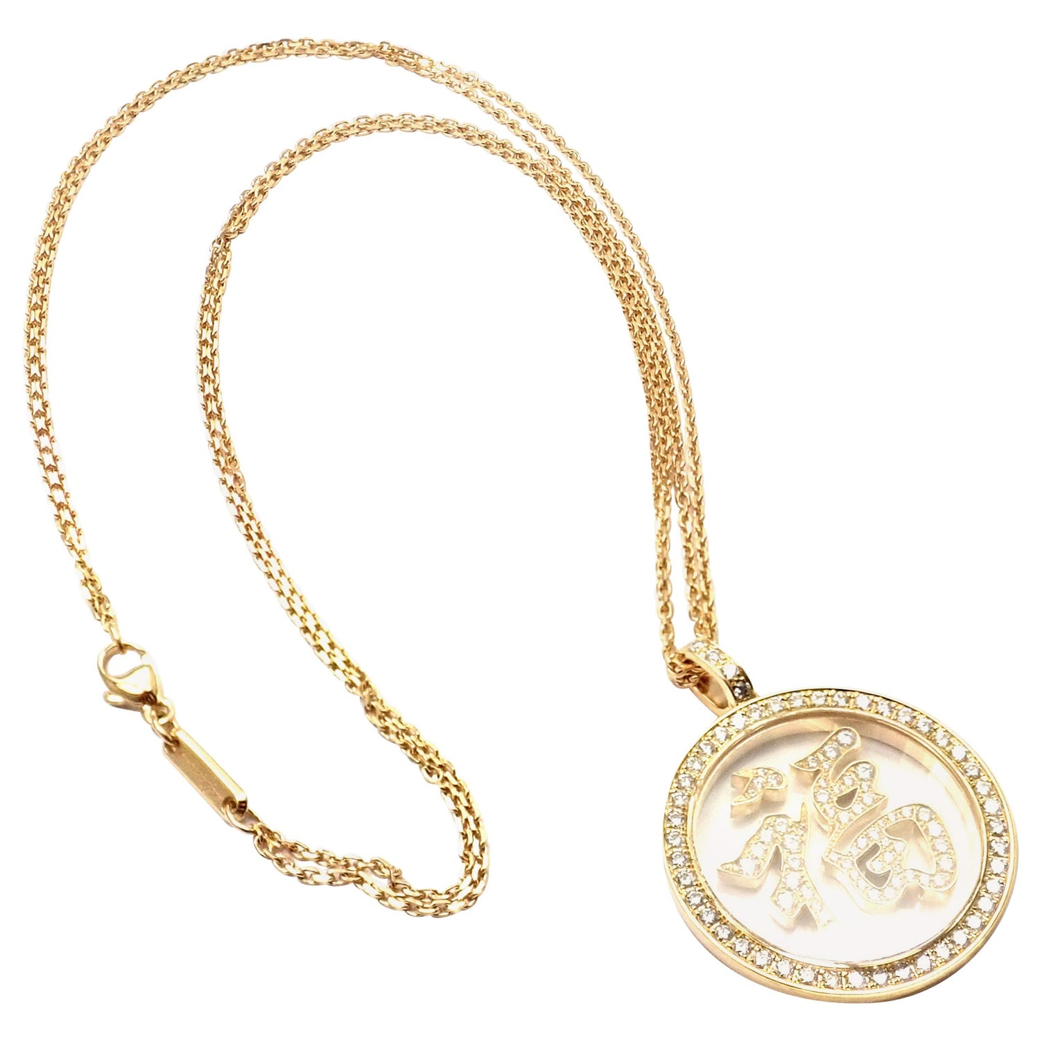 Chopard Happy Diamonds Diamond Yellow Gold Pendant Necklace For Sale at  1stDibs