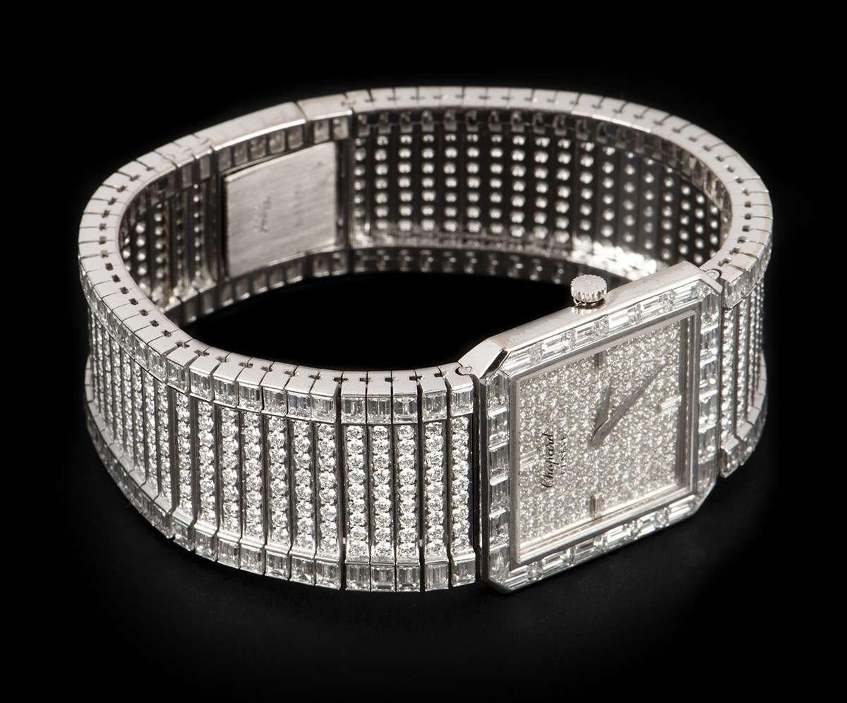 Round Cut Chopard Fully Loaded Diamond Set Quartz Wristwatch