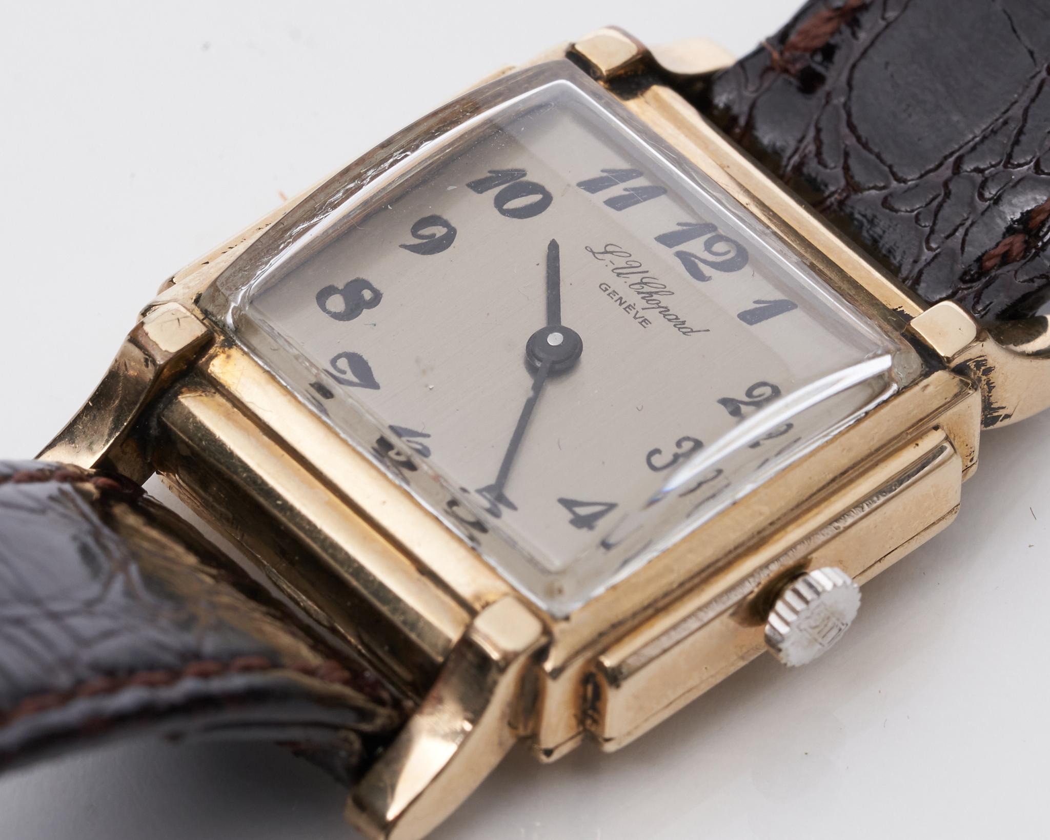 Chopard Geneve 14k manual wind Swiss made watch. Almost identical to Cartier Tank. This watch comes with a genuine alligator band. L.U.C watches epitomize the highest standard of Swiss watchmaking. All the steps involved in crafting L.U.C watches