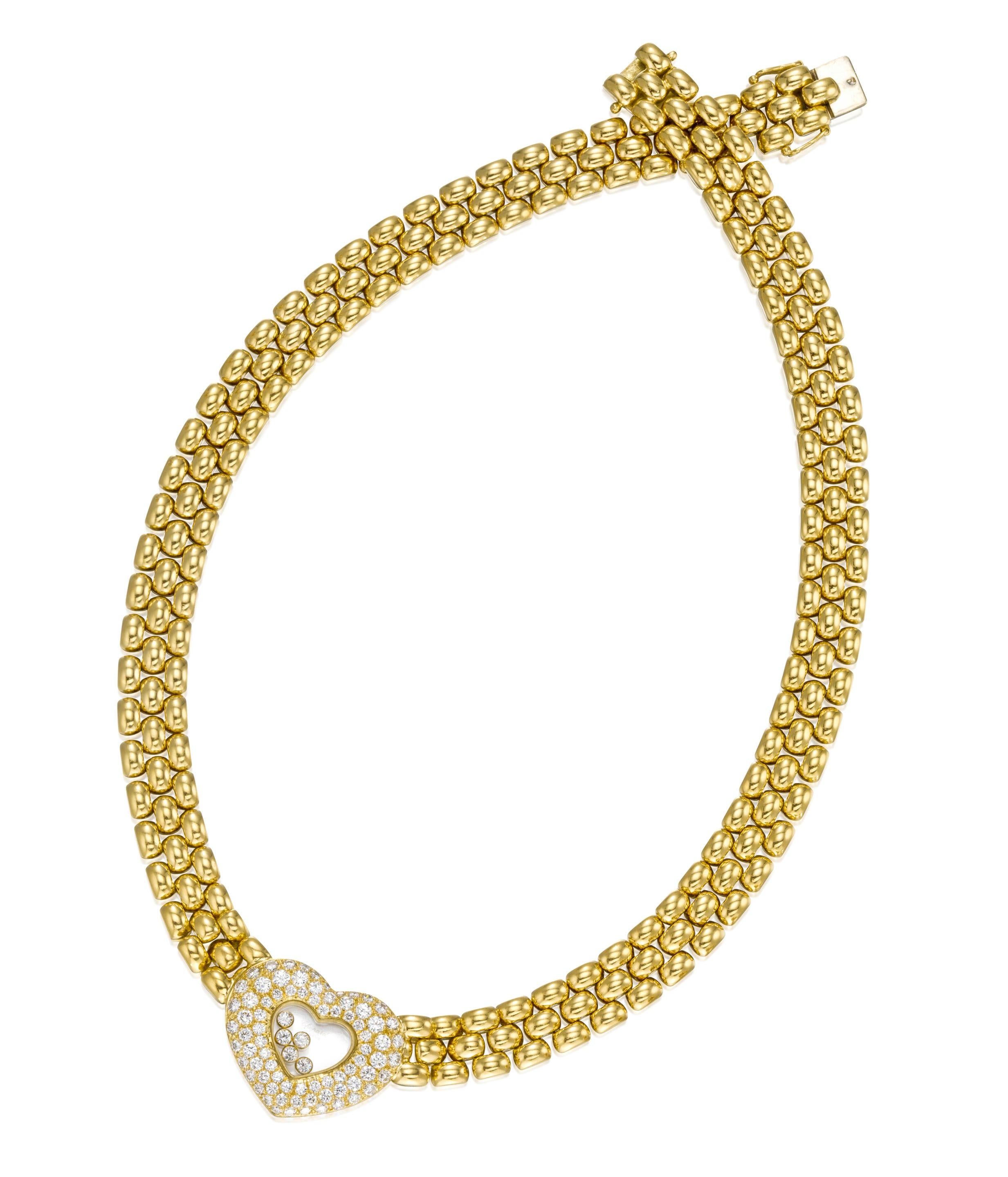 Chopard Geneve Collier Happy Diamond en or 18 carats et 1,8 carat, taille 17 pouces en vente 3