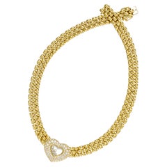 Chopard Geneve 18k Gold & 1,8 Karat „ Happy Diamond“ Halskette, Größe 17 Zoll