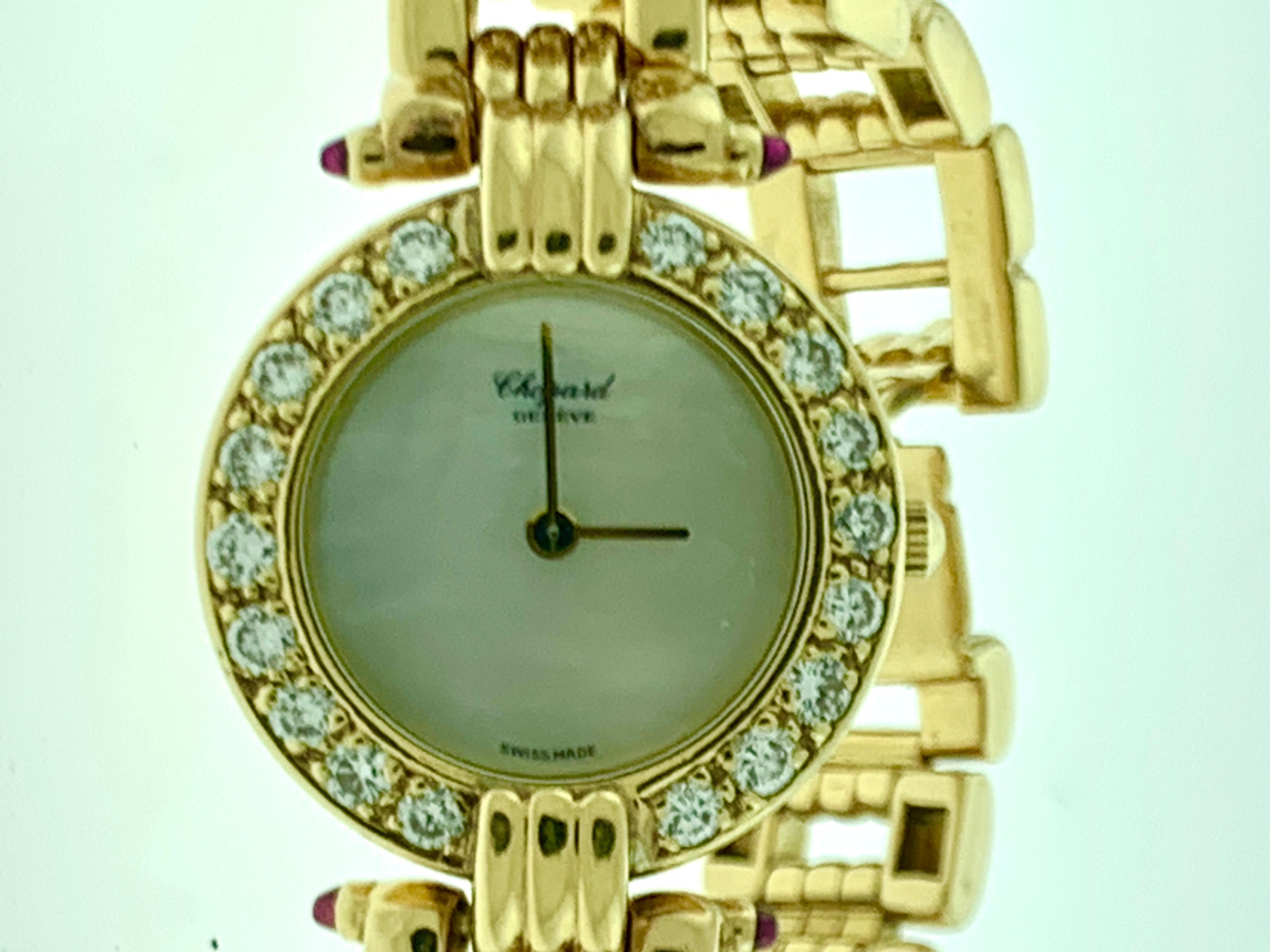 Chopard Diamond Dial 440296, 899 18 Karat Yellow Gold Watch 67 Grams 

Chopard Geneve Classic 14k gold and diamond Ladies watch pre owned in Excellent condition 
The belt is 7 inches long 
The dial is 0.8 inches 

Manufacturer: Chopard

Serial