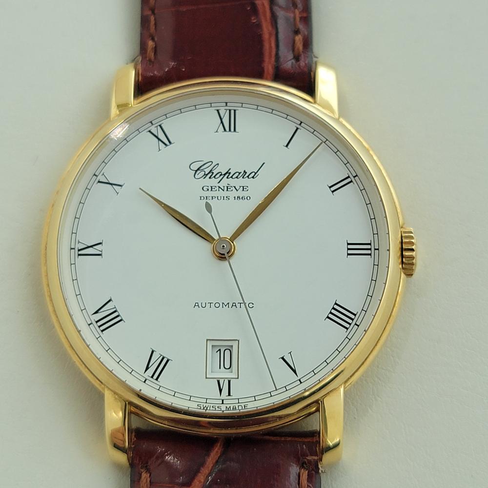 Luxuriöse Eleganz, Chopard Depuis 1860 Classique Herrenuhr aus massivem 18-karätigem Gold mit Handaufzug, ca. 1990er Jahre, in ausgezeichnetem Zustand. Von einem Uhrmachermeister für echt befunden. Wunderschönes, von Chopard signiertes Zifferblatt,