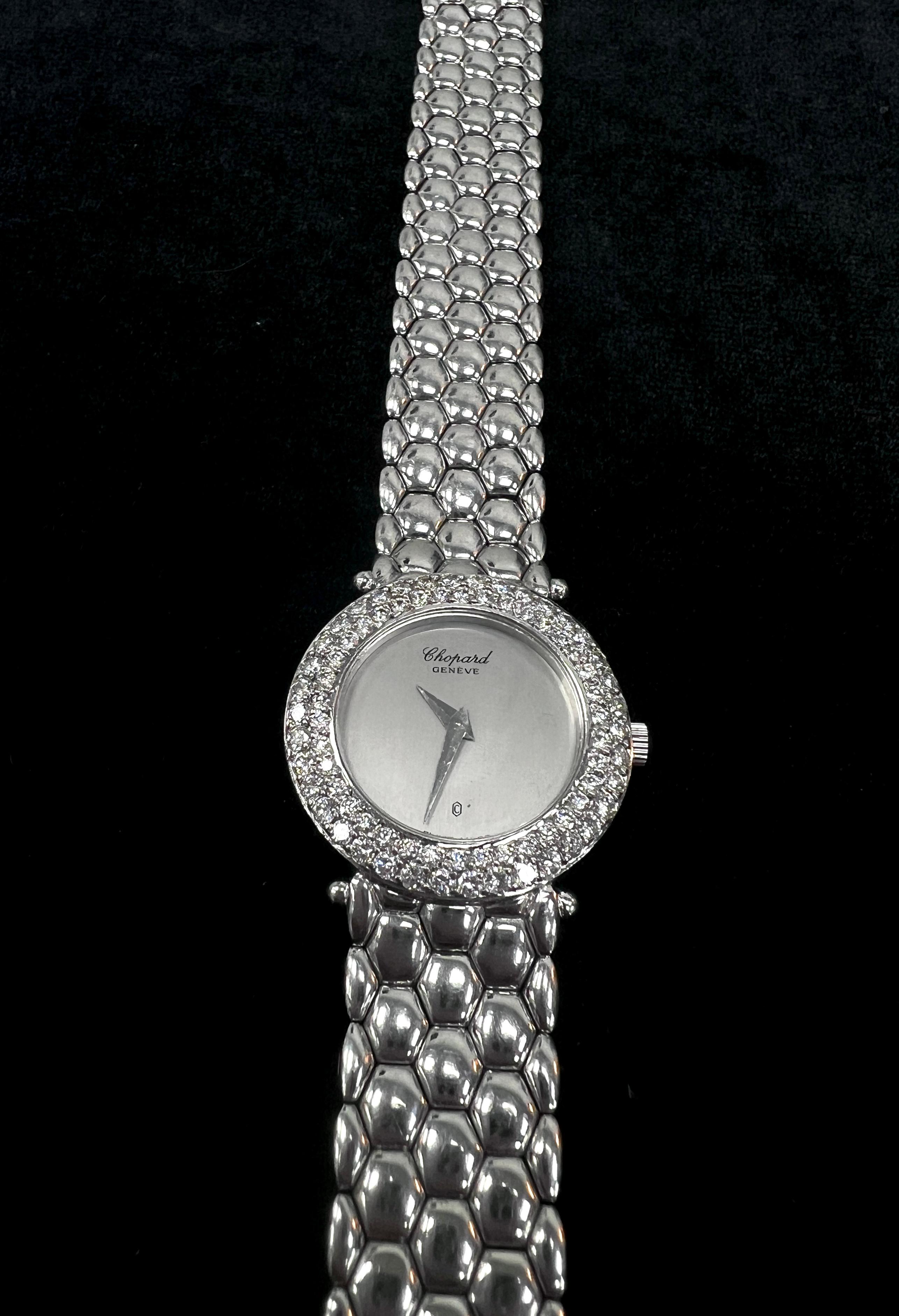 Chopard Genève Diamantuhr in 18k Weißgold im Angebot 3