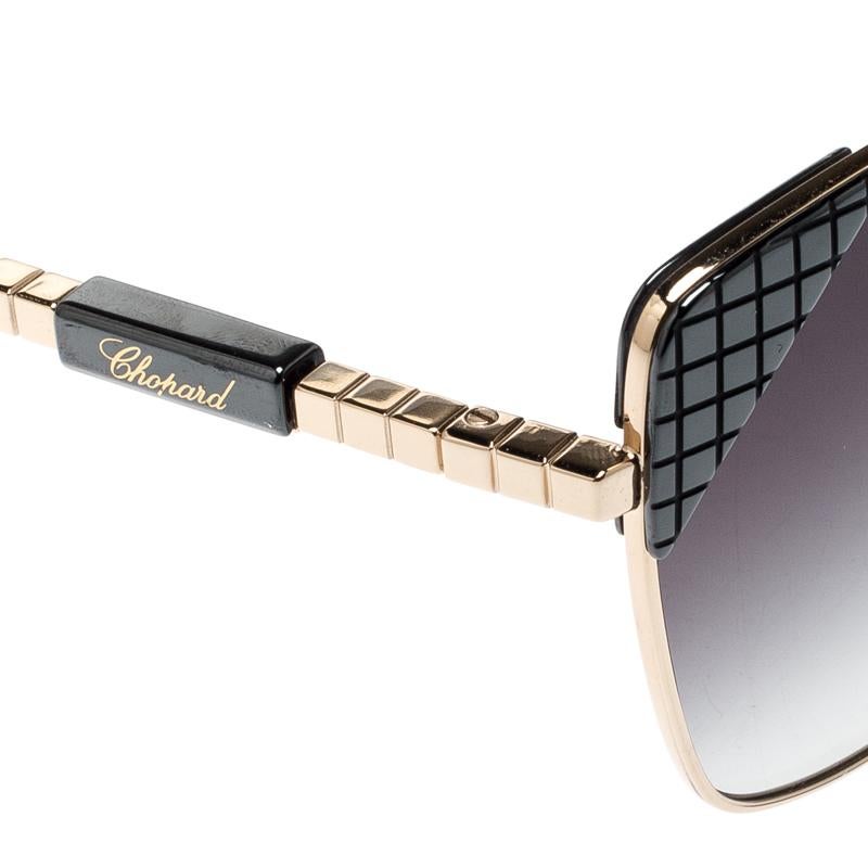Chopard Gold/Black Gradient Ceramic SCHC41 Cat Eye Sunglasses In Good Condition In Dubai, Al Qouz 2