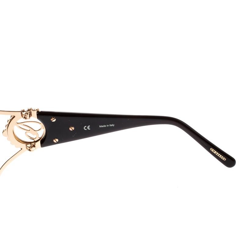 Chopard Gold/Brown Gradient SCH 805S Crystal Embellished Rectangular Sunglasses In Good Condition In Dubai, Al Qouz 2