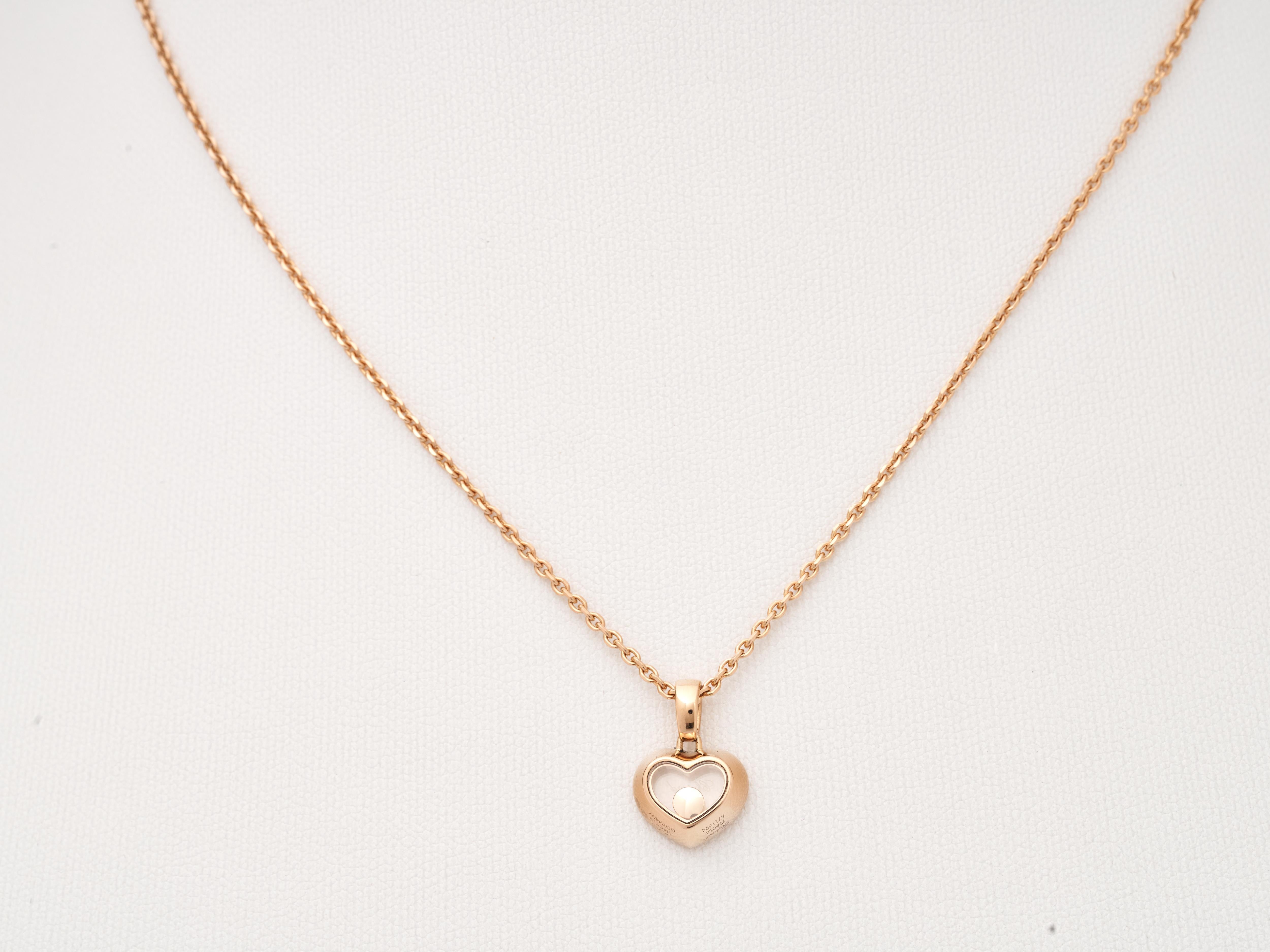 Taglio brillante Chopard Collana in oro Happy Diamond lcons Pendant Ethical 18K Rose B&P €1910 in vendita