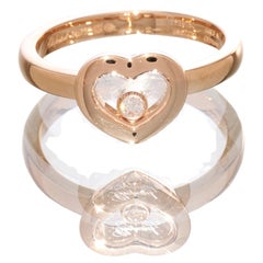 Chopard Gold Ring Happy Diamonds Icon Heart Ethical 18k Rose RRP £1940 B&P EU 52