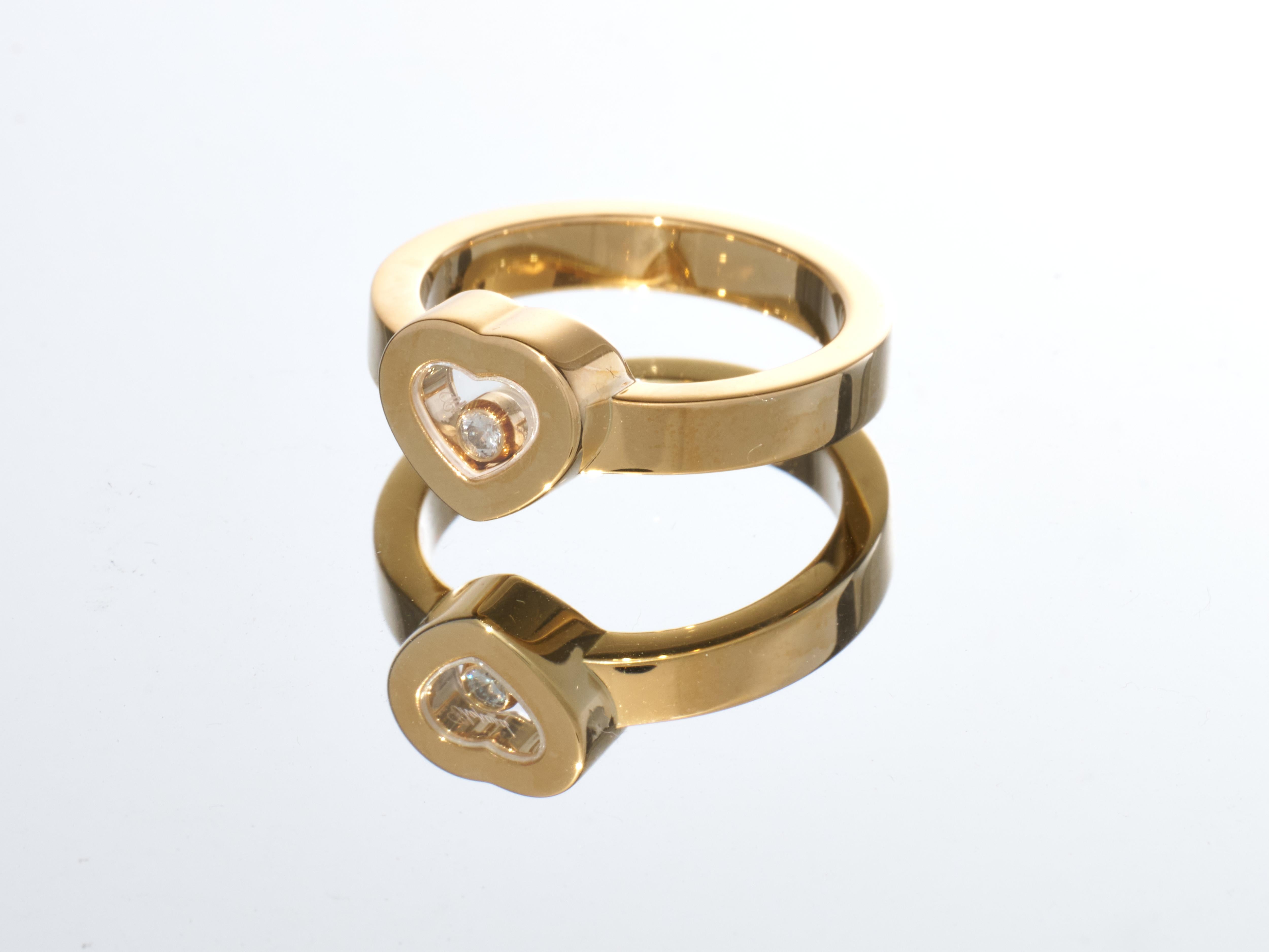 Chopard Gold Ring Happy Diamonds Icon Heart Ethical 18k RRP £1940 B&P EU 52 For Sale 4