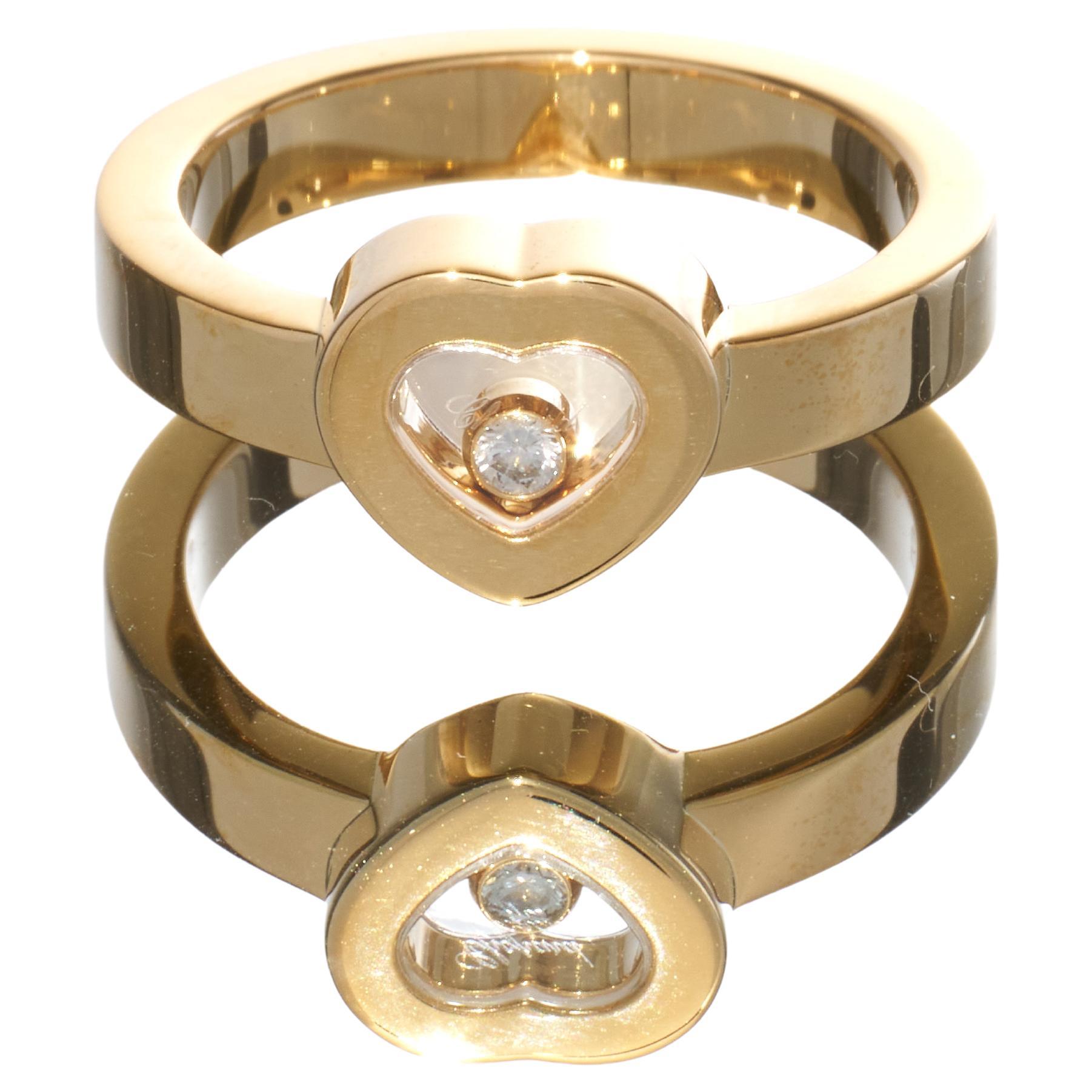 Chopard Gold Ring Happy Diamonds Icon Heart Ethical 18k RRP £1940 B&P EU 52 For Sale