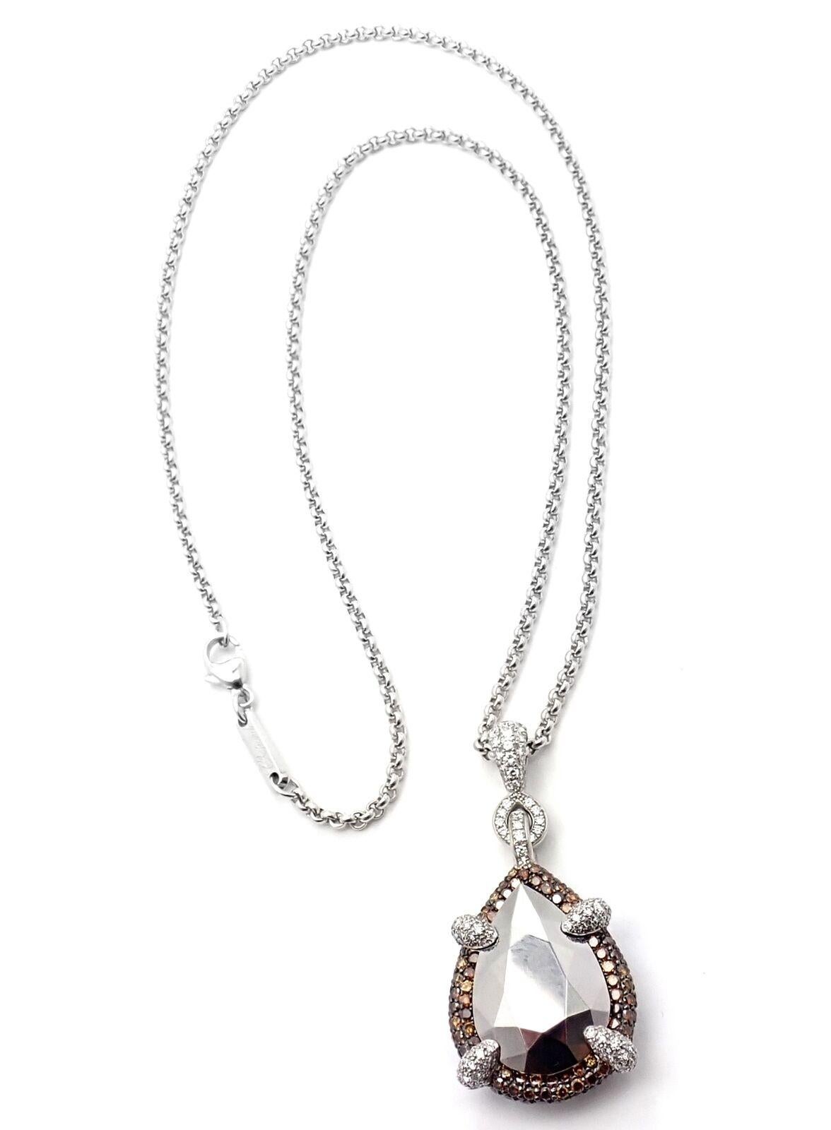 Brilliant Cut Chopard Golden Diamonds Diamond Chrome Stone White Gold Pendant Necklace For Sale