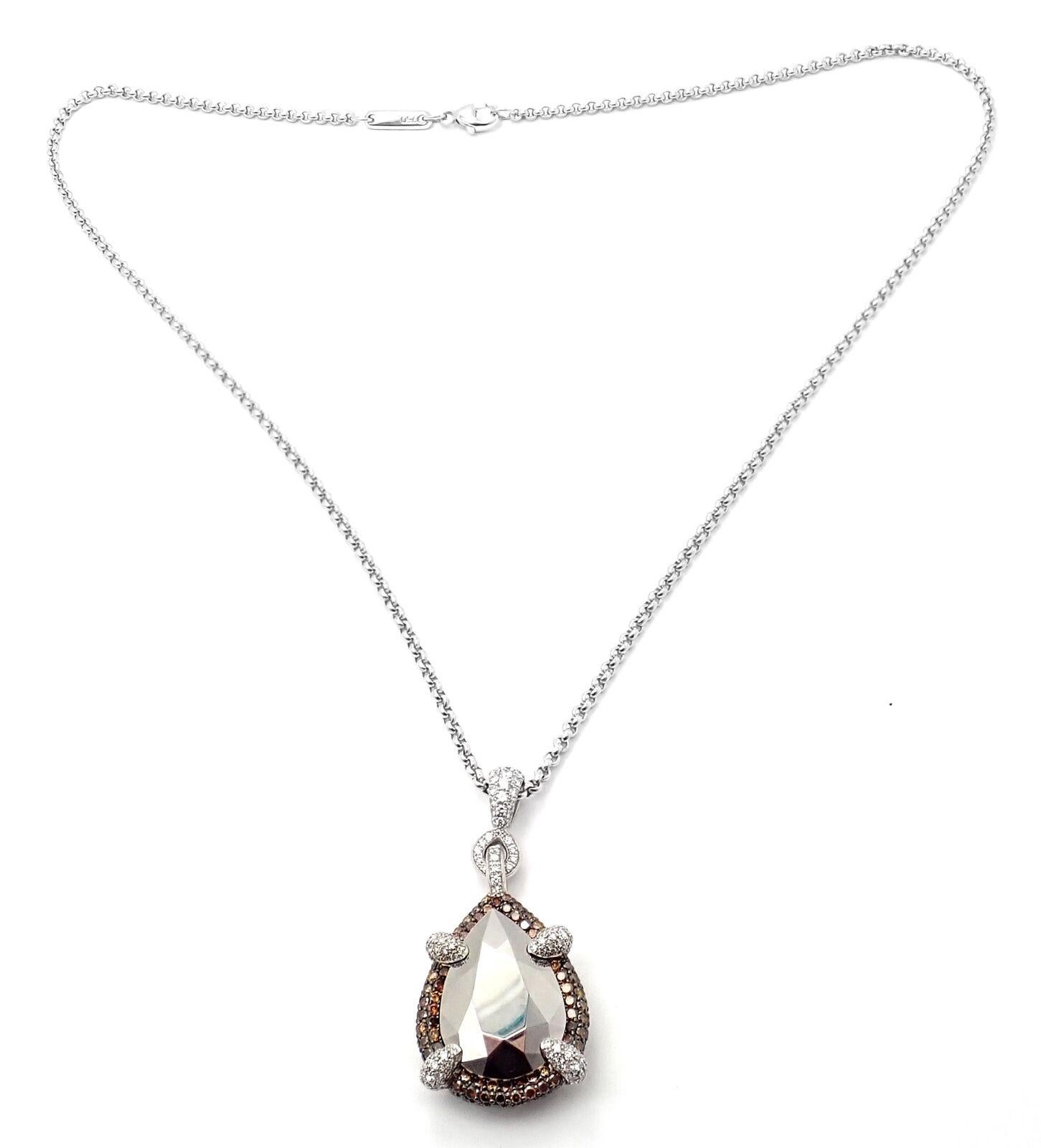 Chopard Golden Diamonds Diamond Chrome Stone White Gold Pendant Necklace For Sale 3