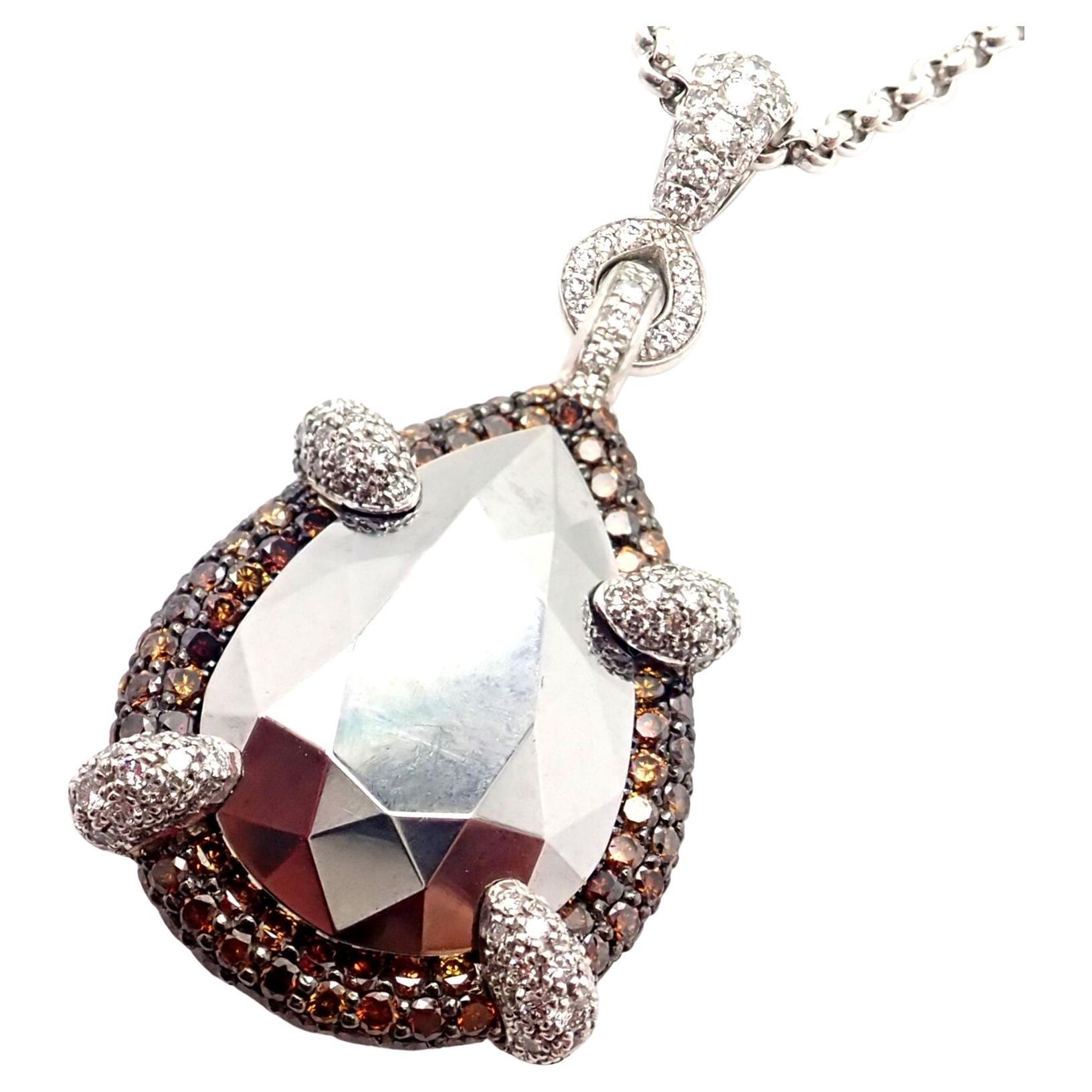 Chopard Golden Diamonds Diamond Chrome Stone White Gold Pendant Necklace