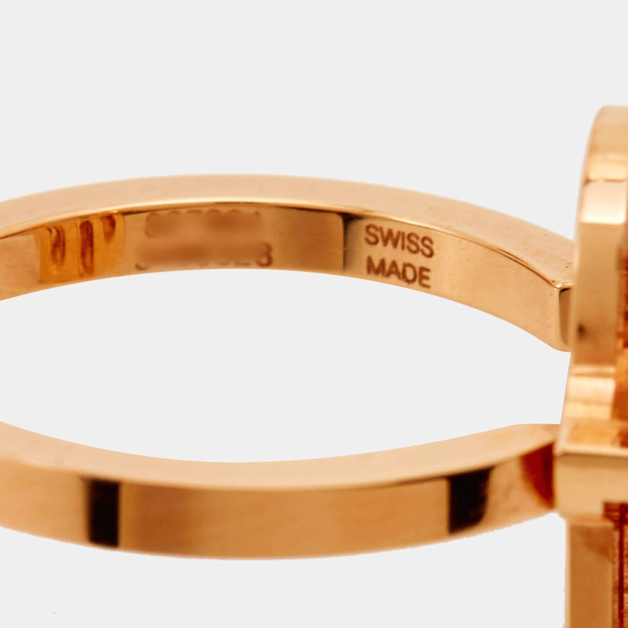 Chopard Good Luck Charm Hamsa Hand Diamant 18K Roségold Ring Größe 50 im Zustand „Gut“ im Angebot in Dubai, Al Qouz 2