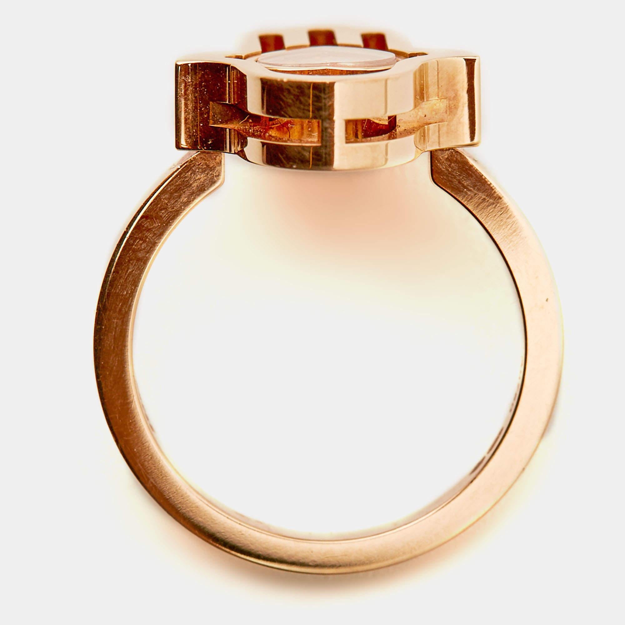 Chopard Good Luck Charm Hamsa Hand Diamant 18K Roségold Ring Größe 50 im Angebot 2