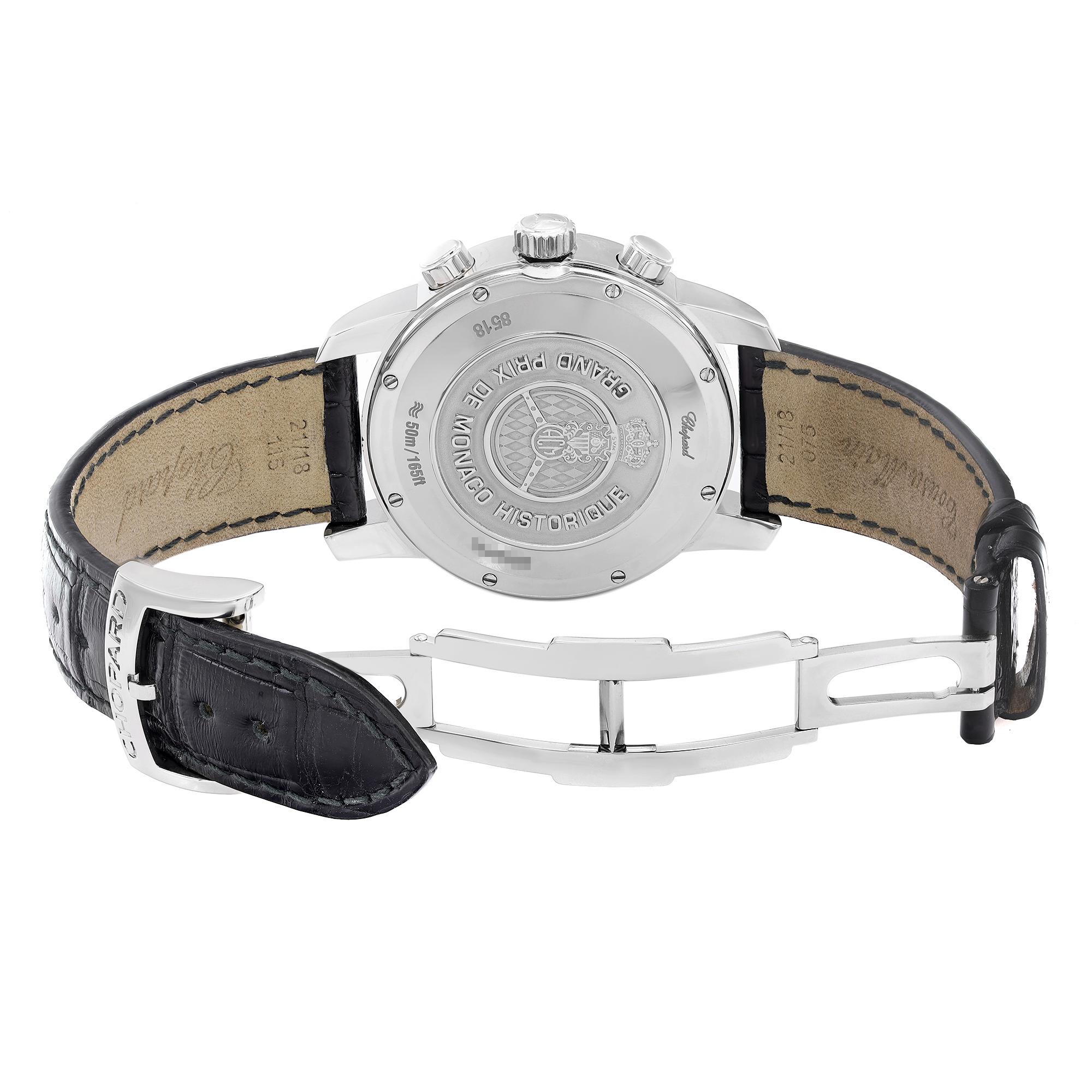 Chopard Grand Prix De Monaco Historique Steel Black Dial Mens Watch 168518-3001 In Good Condition In New York, NY