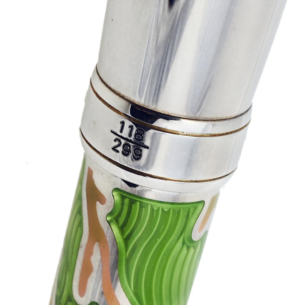 Beige Chopard Green & Pink Coral Sterling Silver Limited Edition Rollerball Pen