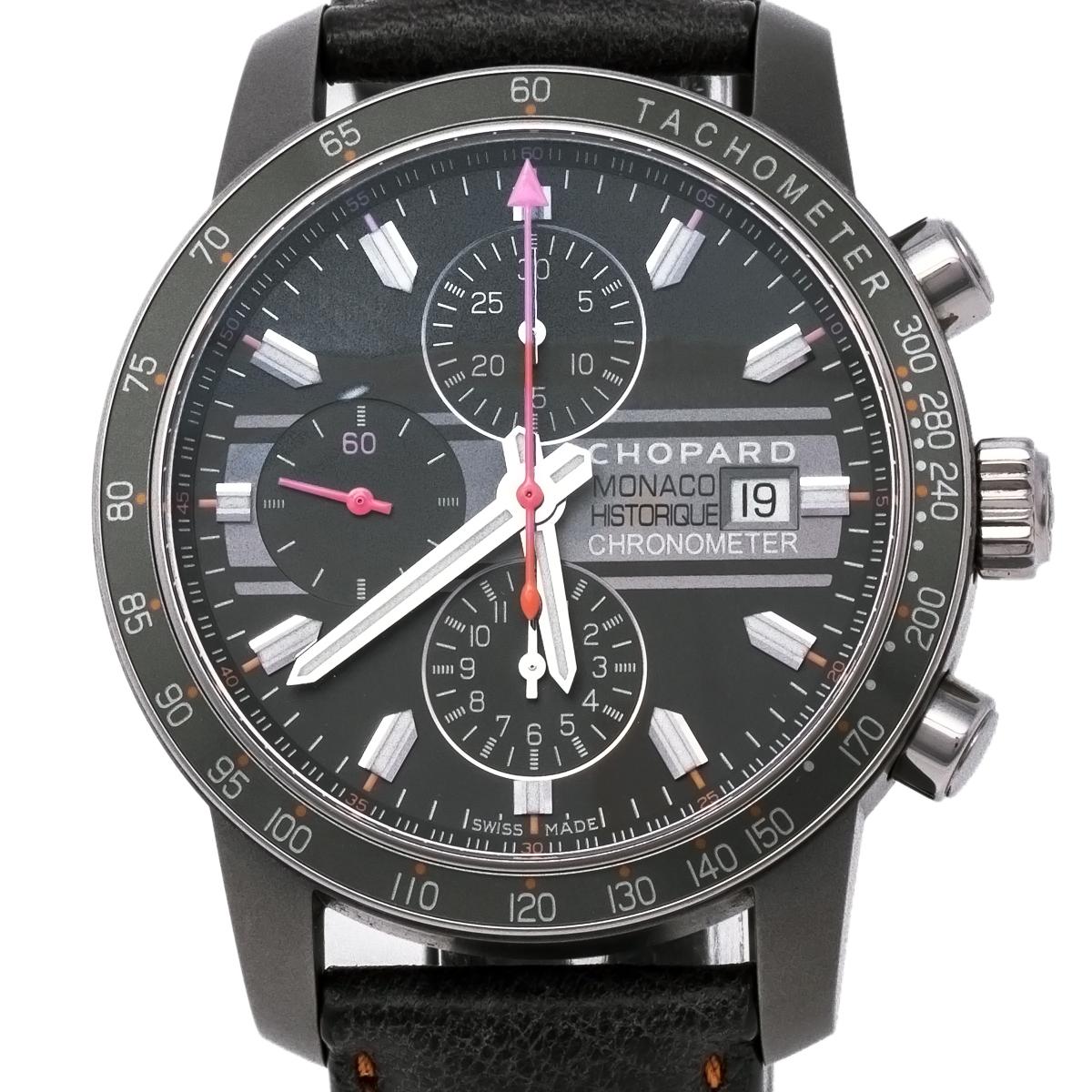 Chopard Grey Titanium Leather Grand Prix de Monaco Men's Wristwatch 42 mm In Good Condition In Dubai, Al Qouz 2