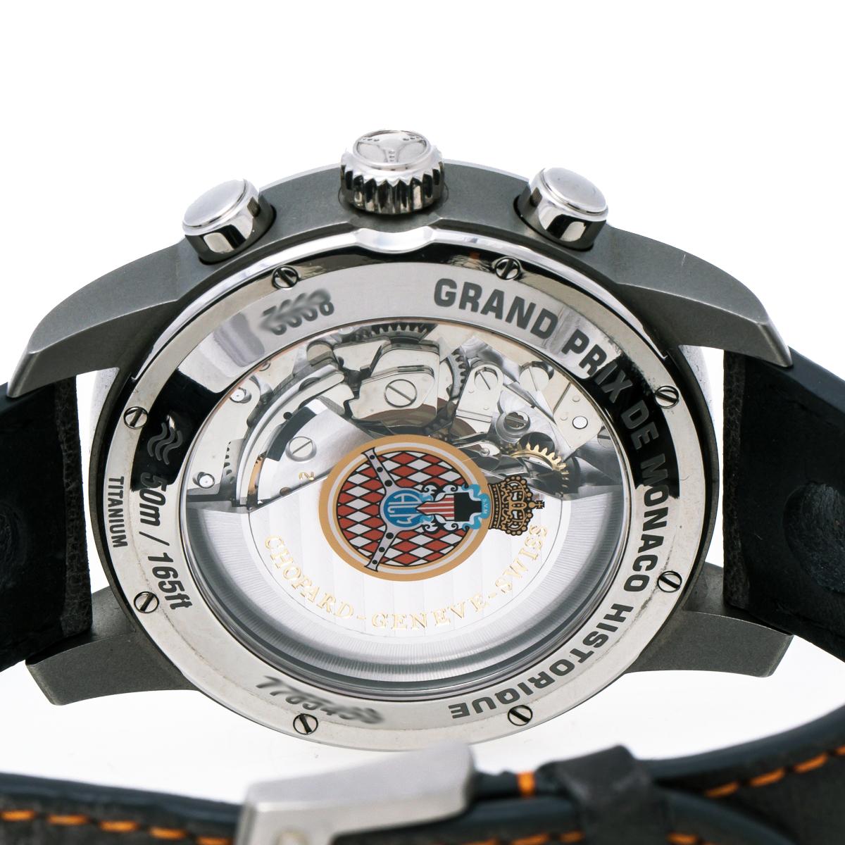 Chopard Grey Titanium Leather Grand Prix de Monaco Men's Wristwatch 42 mm 1