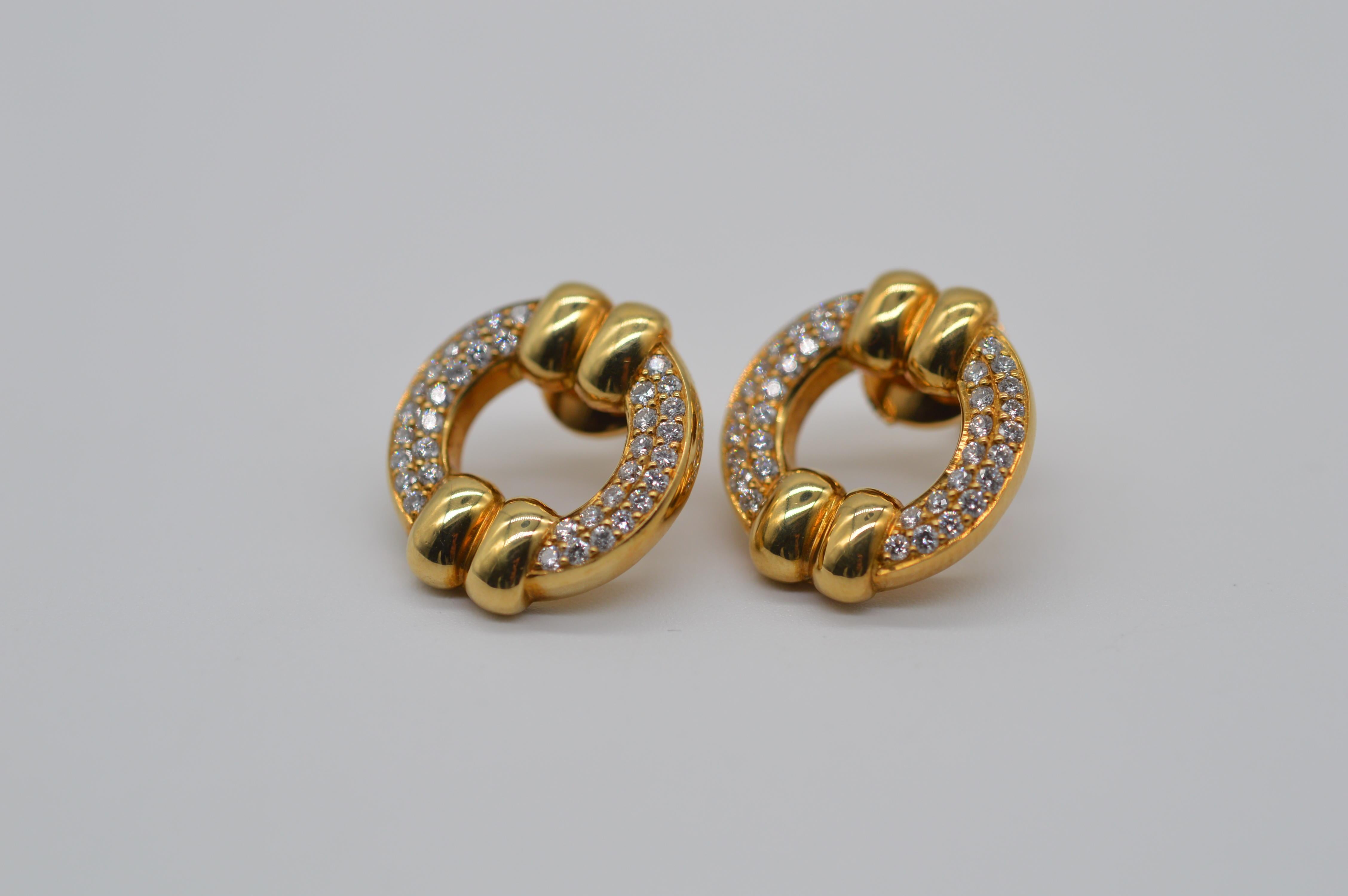 Modern Chopard Gstaad Diamonds Earrings 18K Yellow Gold Unworn For Sale