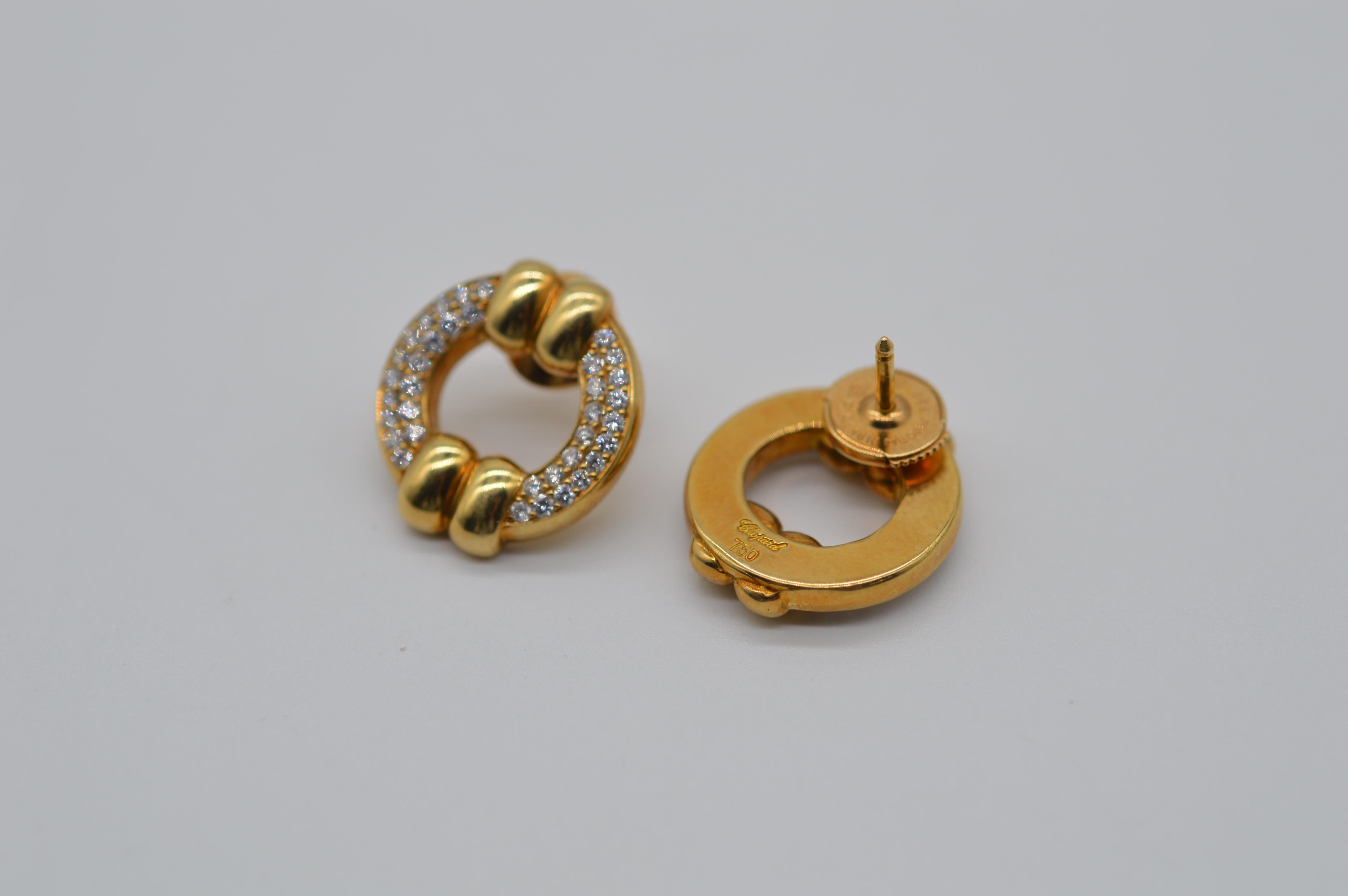 Women's Chopard Gstaad Diamonds Earrings 18K Yellow Gold Unworn For Sale