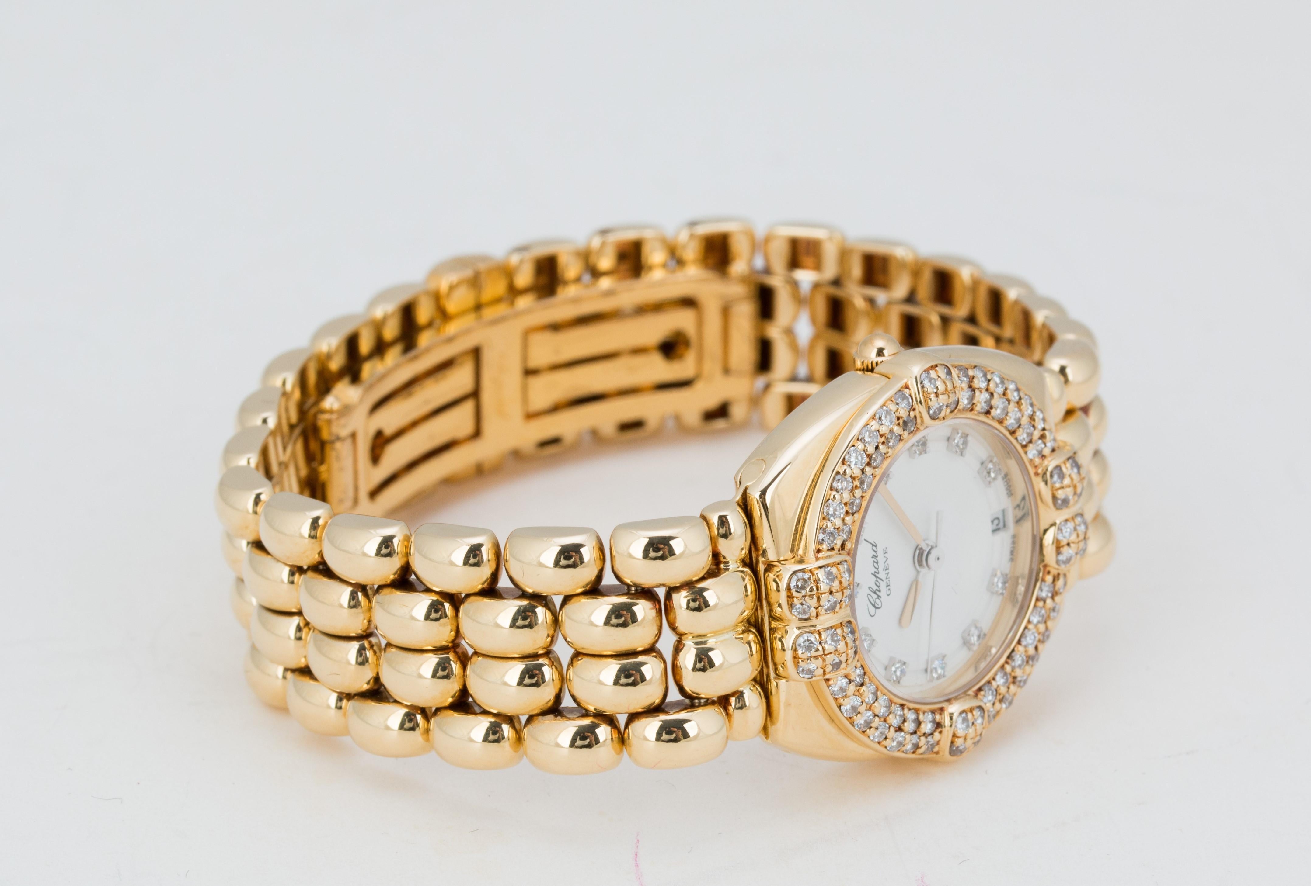 Chopard Gstaad Gold and Diamond Ladies Watch In Excellent Condition For Sale In New York, NY
