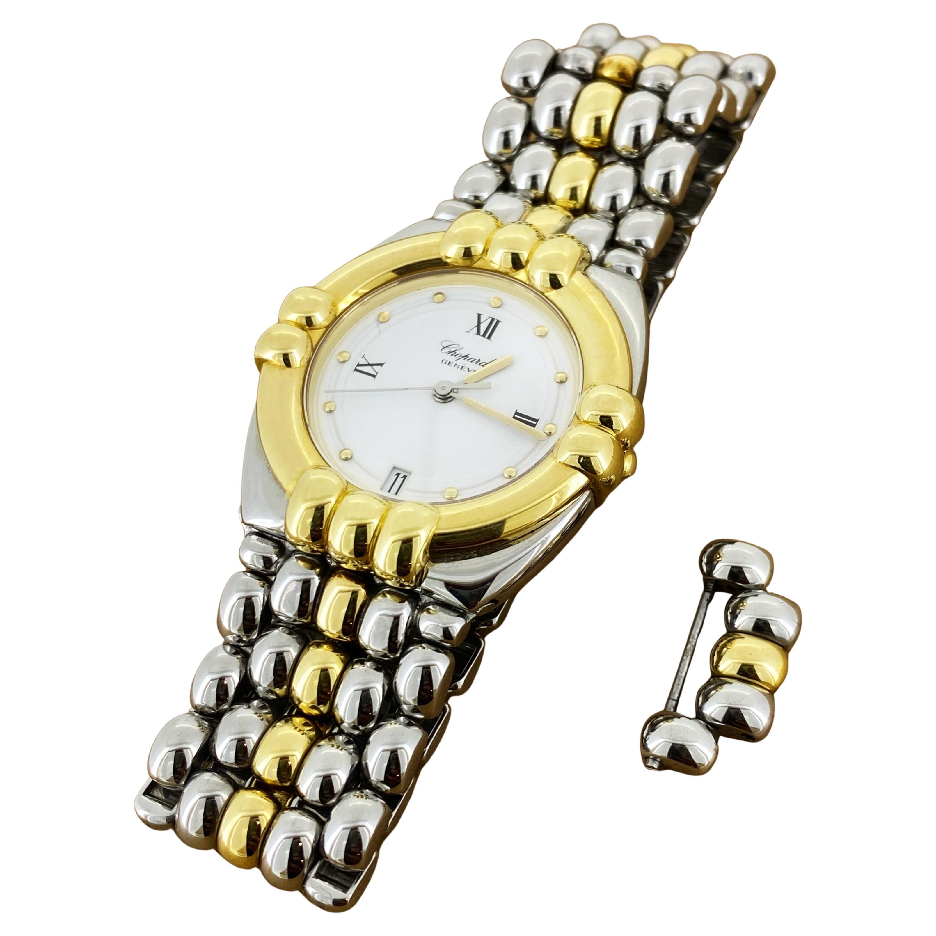 Pre-owned Chopard Gstaad Ref 8113 Two-tone 18k Solid Gold & S/ Steel Quartz Unisex Watch In Multi