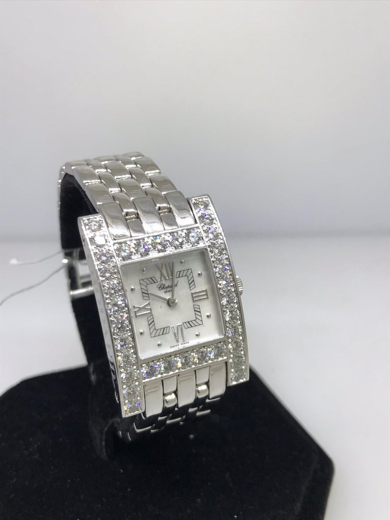 Chopard H White Gold Diamond Mother of Pearl Ladies Bracelet Watch 10/ ...