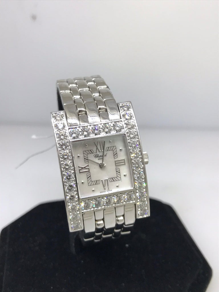 Chopard H White Gold Diamond Mother of Pearl Ladies Bracelet Watch 10/ ...