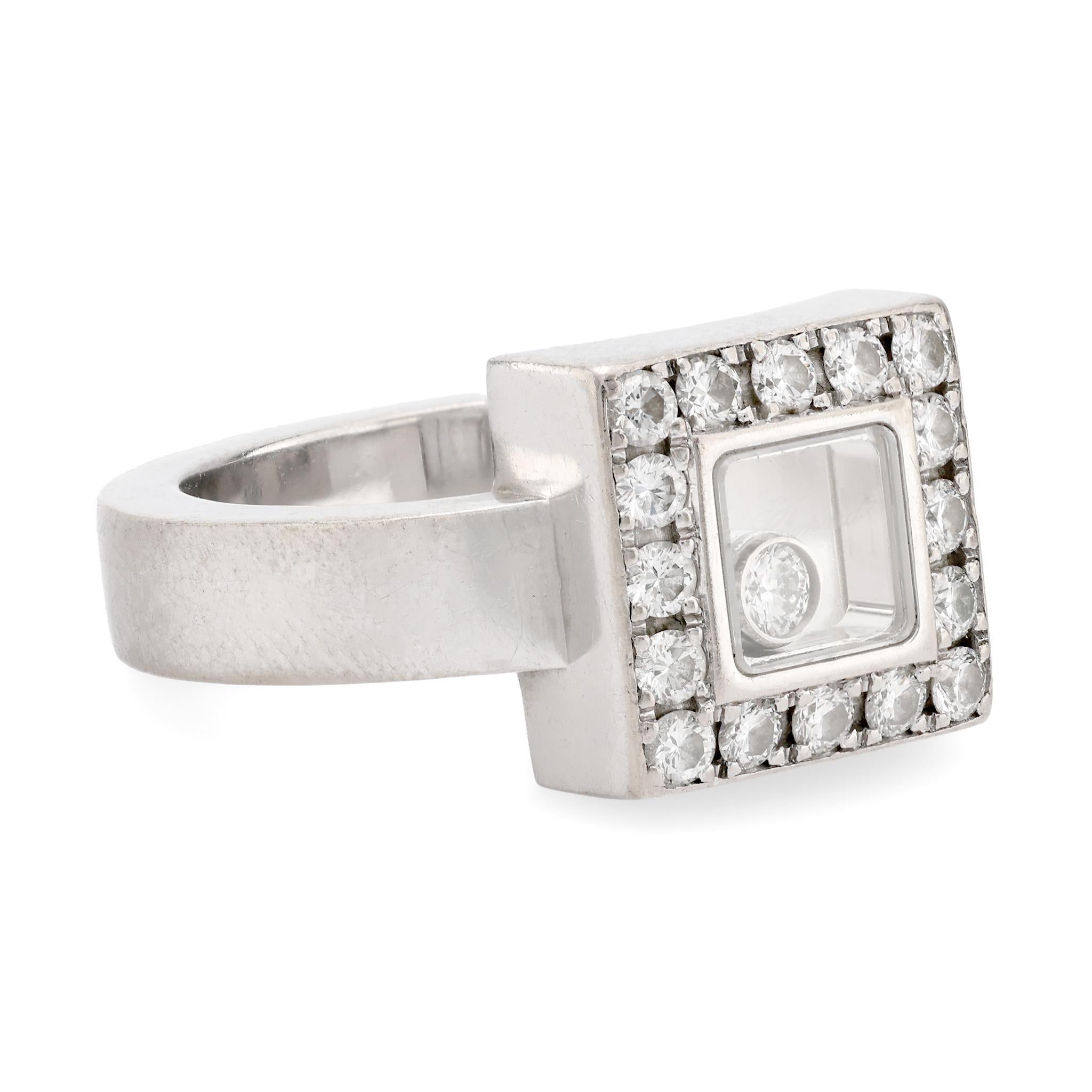 Brilliant Cut Chopard happy 18k white gold diamond ring
