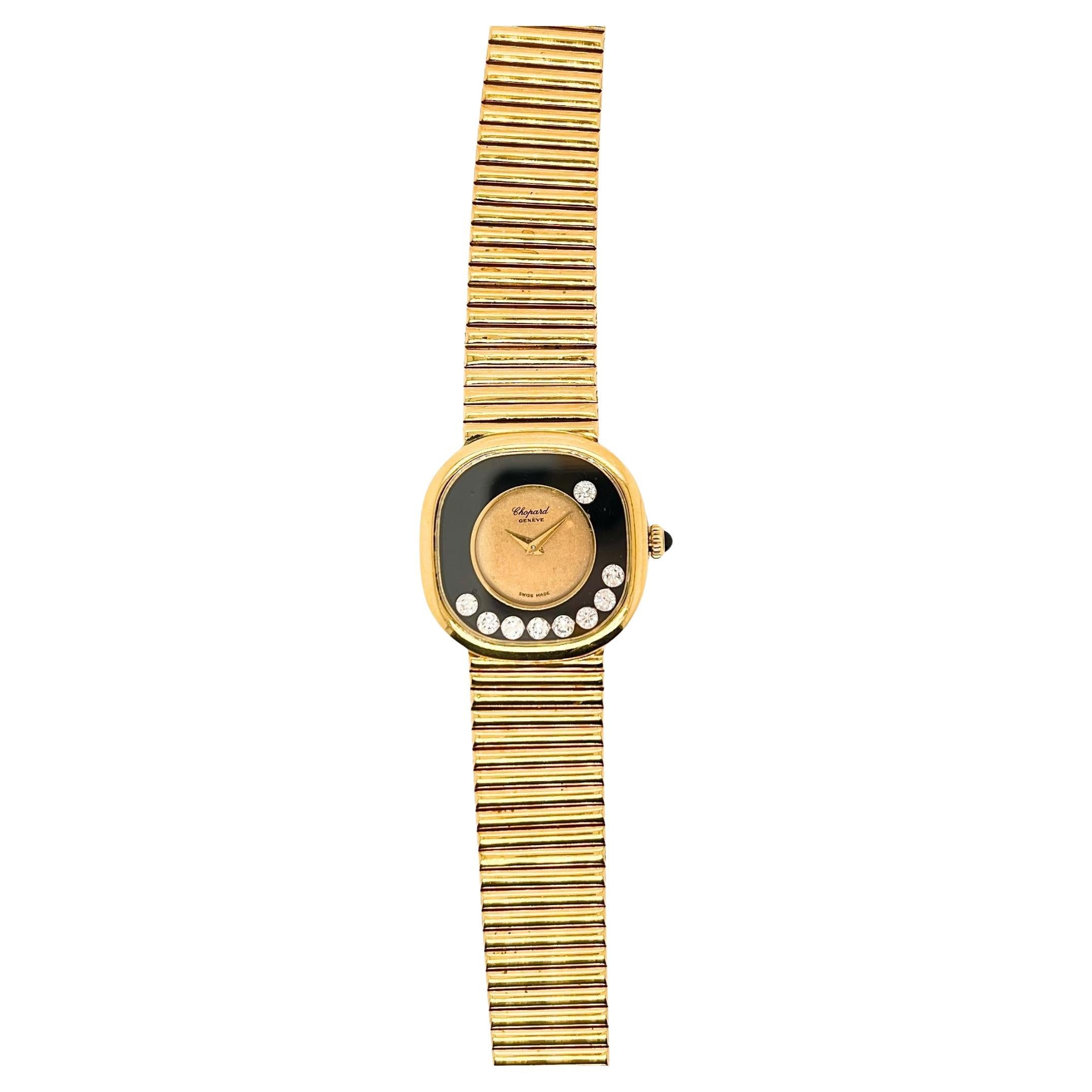 Orologio da donna Chopard Happy in oro giallo 18 carati con diamanti in vendita