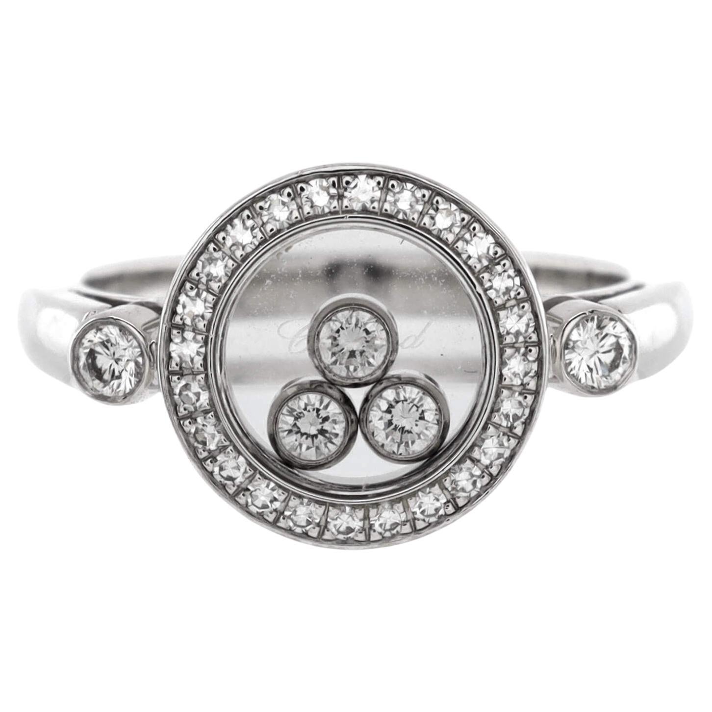 Chopard Happy 3 Floating Diamonds Circle Ring 18K White Gold with Diamonds
