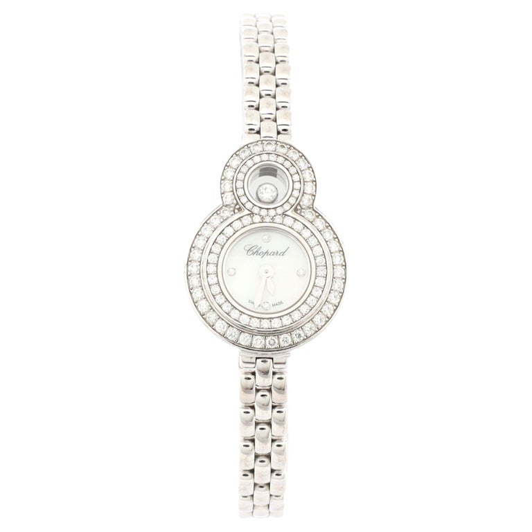 Chopard Happy 8 Double Bezel Quartz Watch White Gold with Diamond Bezel